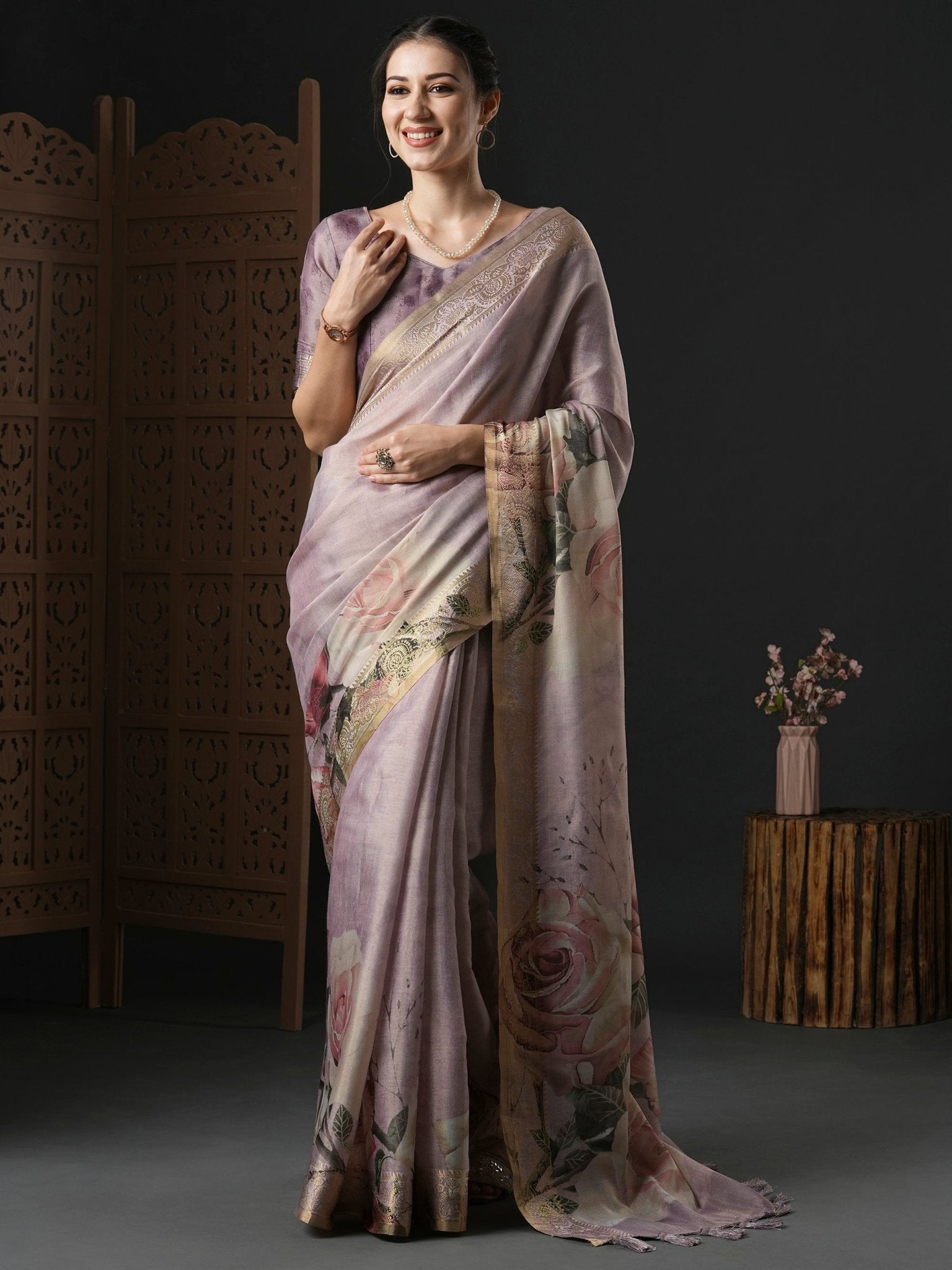 Floral Digital Print Kanjivaram Silk Saree - Ressa