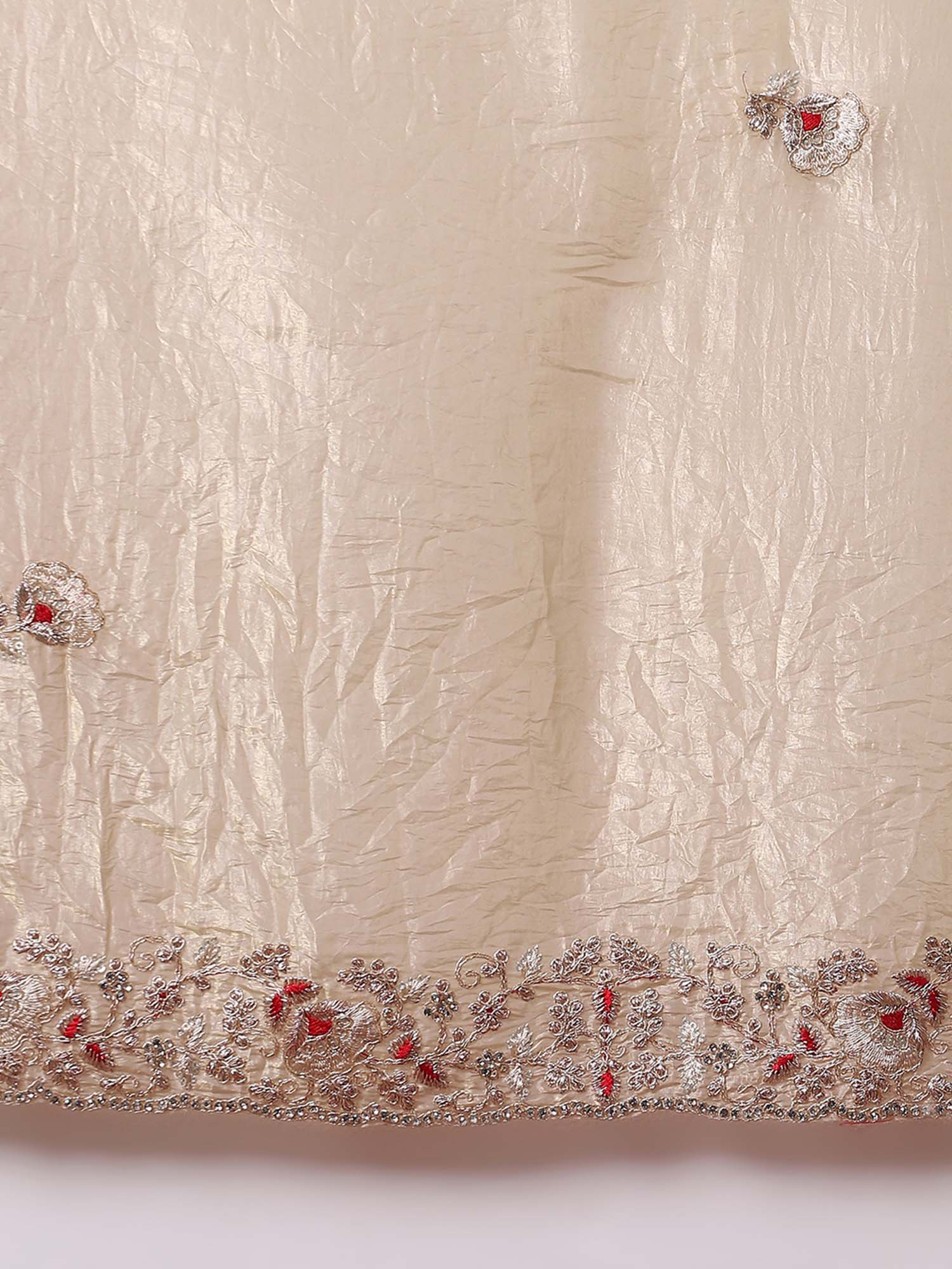 Floral Embroidered Tissue Heavy Work Sarees - Ressa