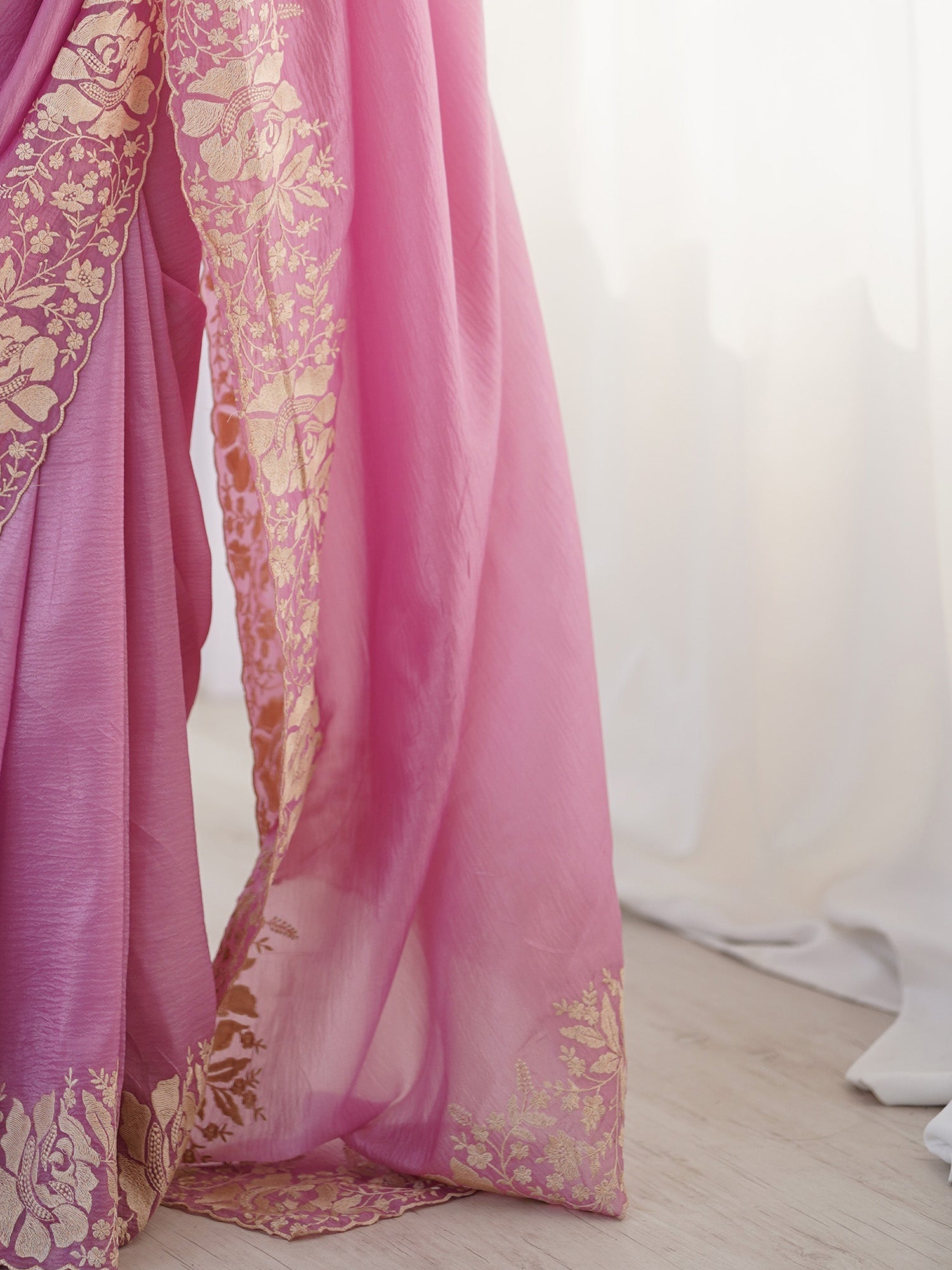 Floral Embroidered Tissue Saree - Ressa