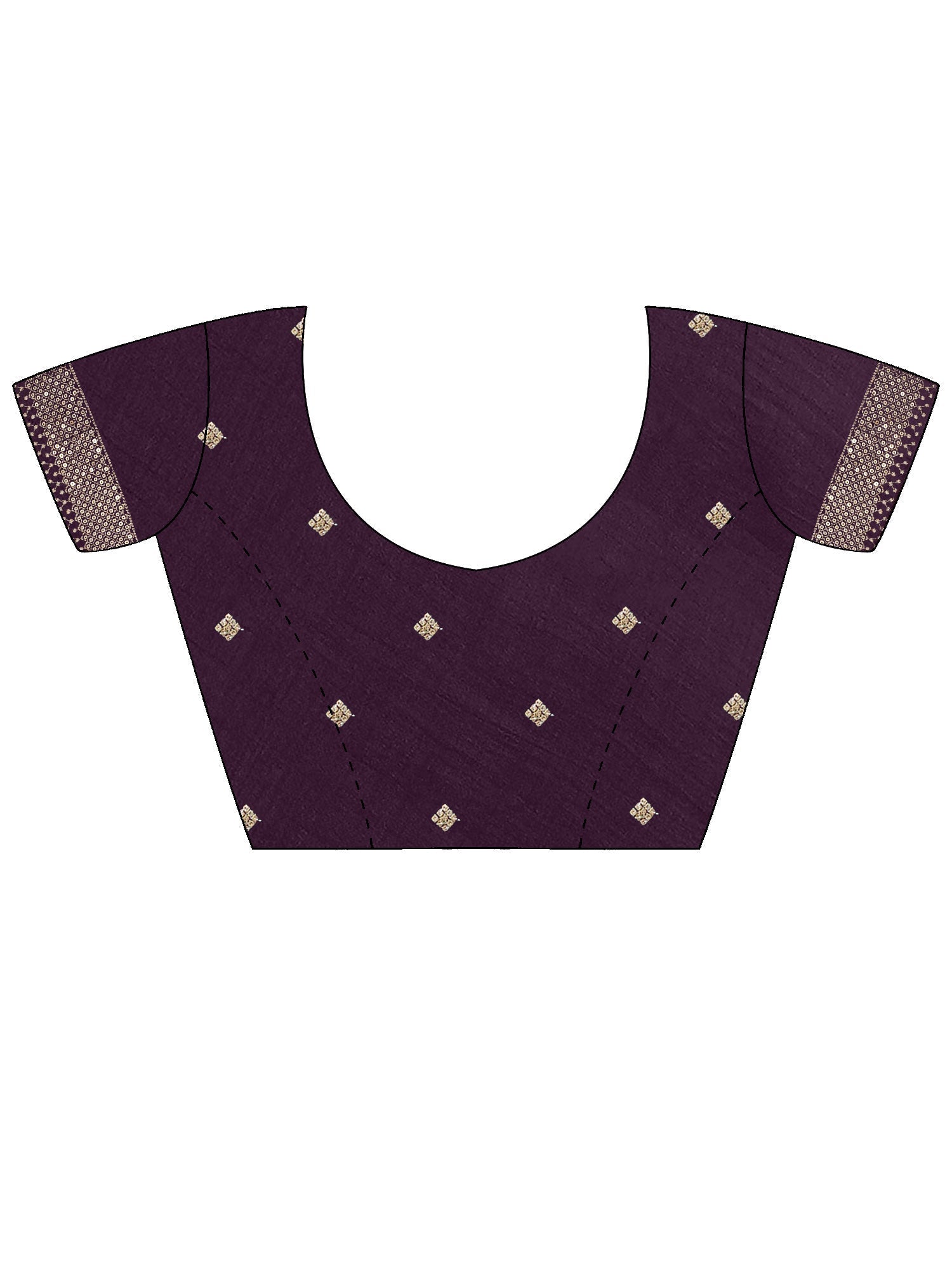 Georgette Embroidered Saree | Deep Plum with Gold Sequin Border - Ressa