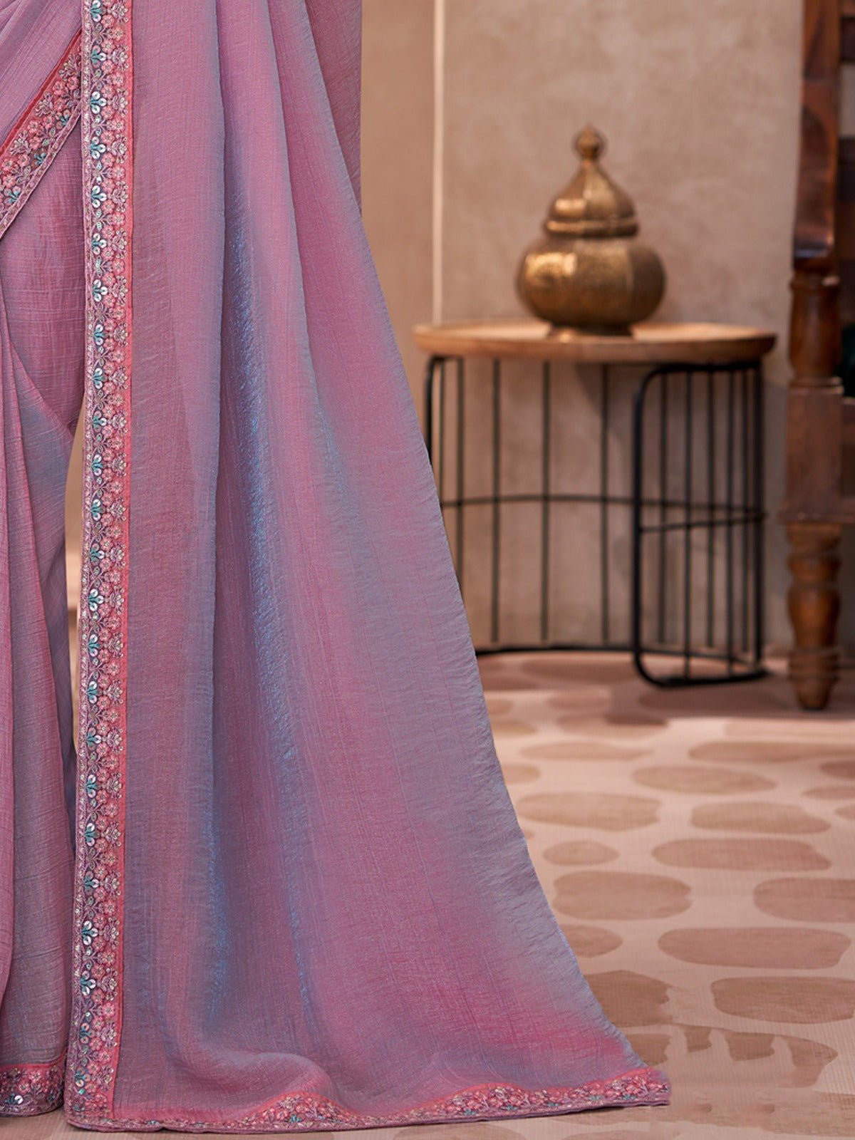 Georgette Mauve Embellished Designer Saree - Ressa