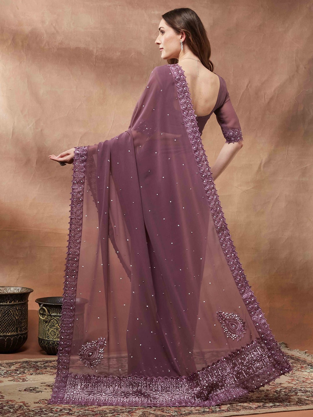 Georgette Sequence Thread Saree - Ressa
