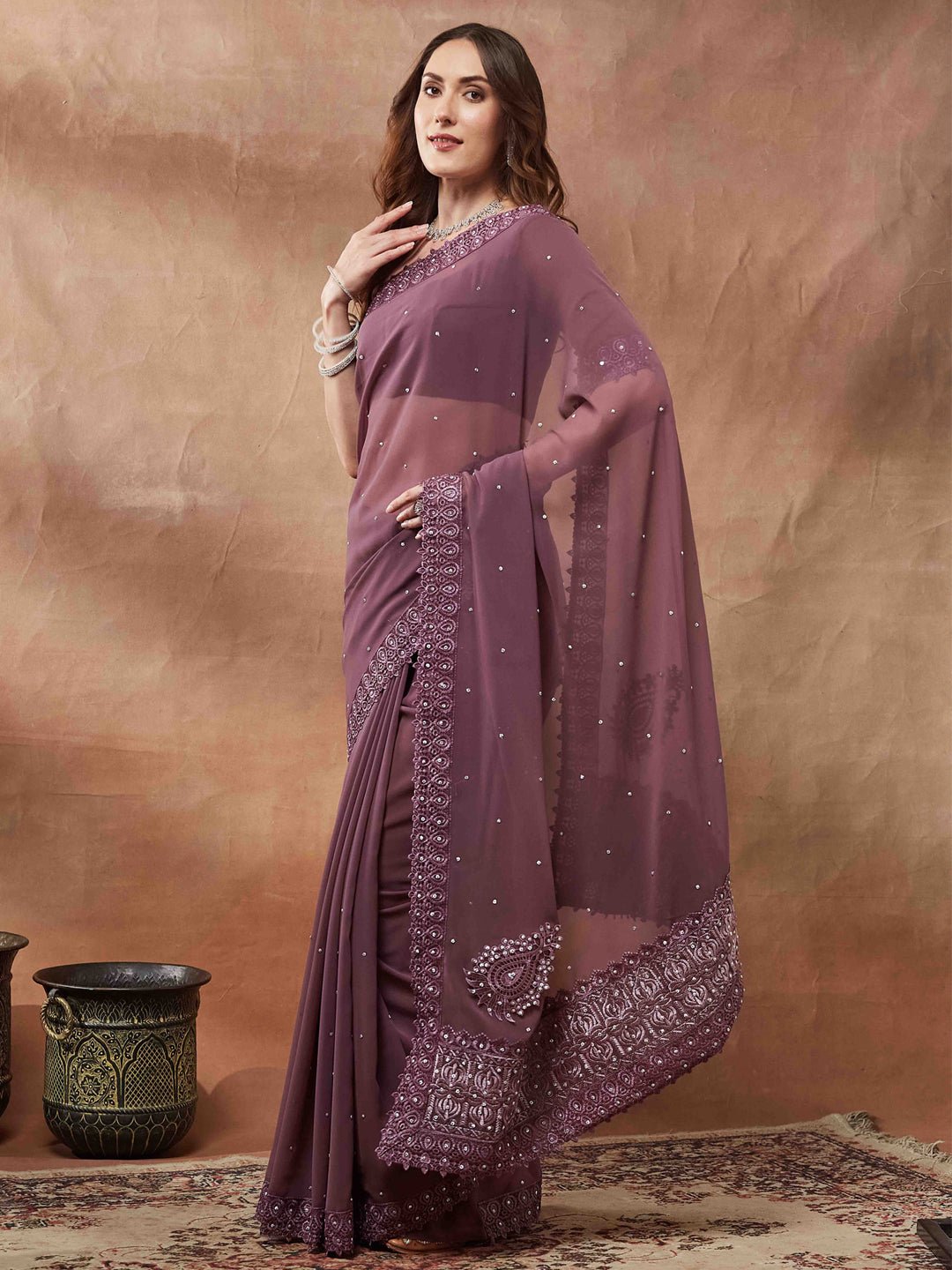 Georgette Sequence Thread Saree - Ressa