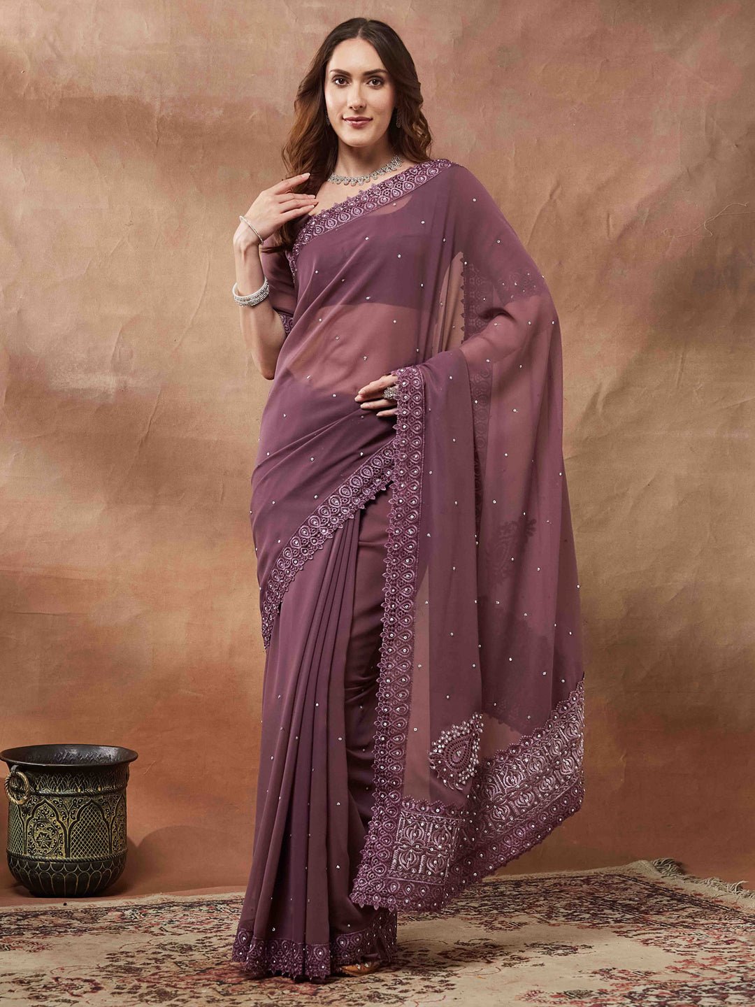 Georgette Sequence Thread Saree - Ressa