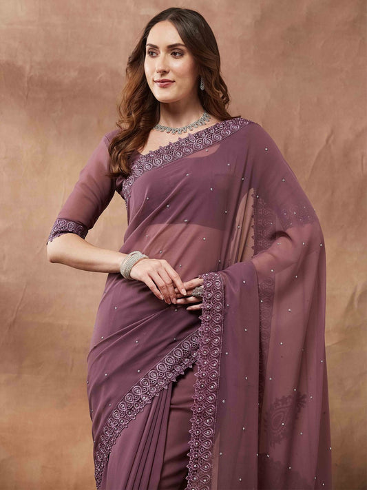 Georgette Sequence Thread Saree - Ressa