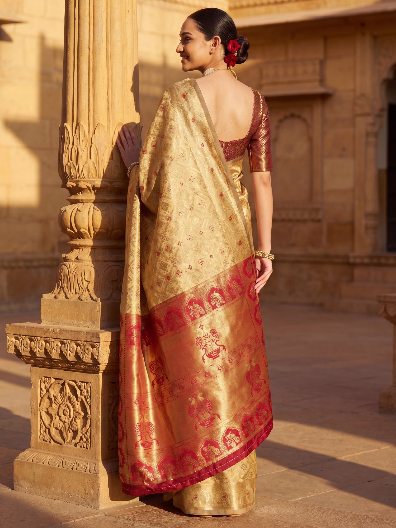 Gold Banarasi Silk Heritage Zari Weave Saree - Ressa
