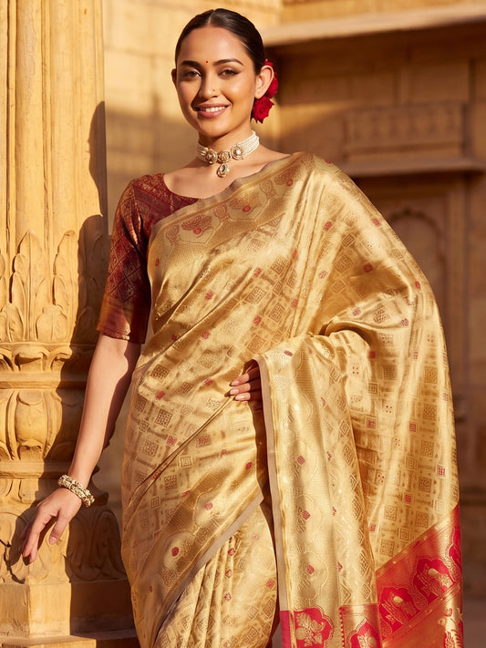 Gold Banarasi Silk Heritage Zari Weave Saree - Ressa