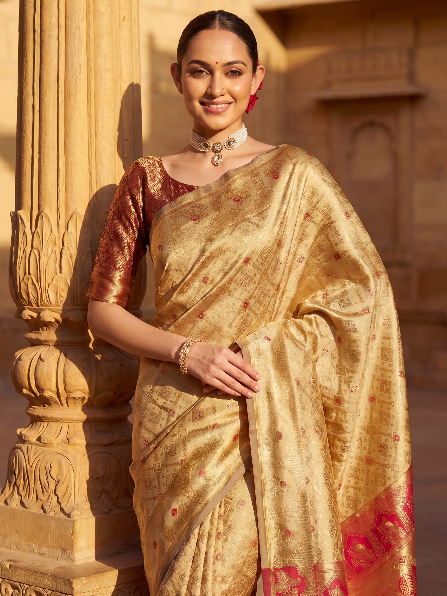 Gold Banarasi Silk Heritage Zari Weave Saree - Ressa