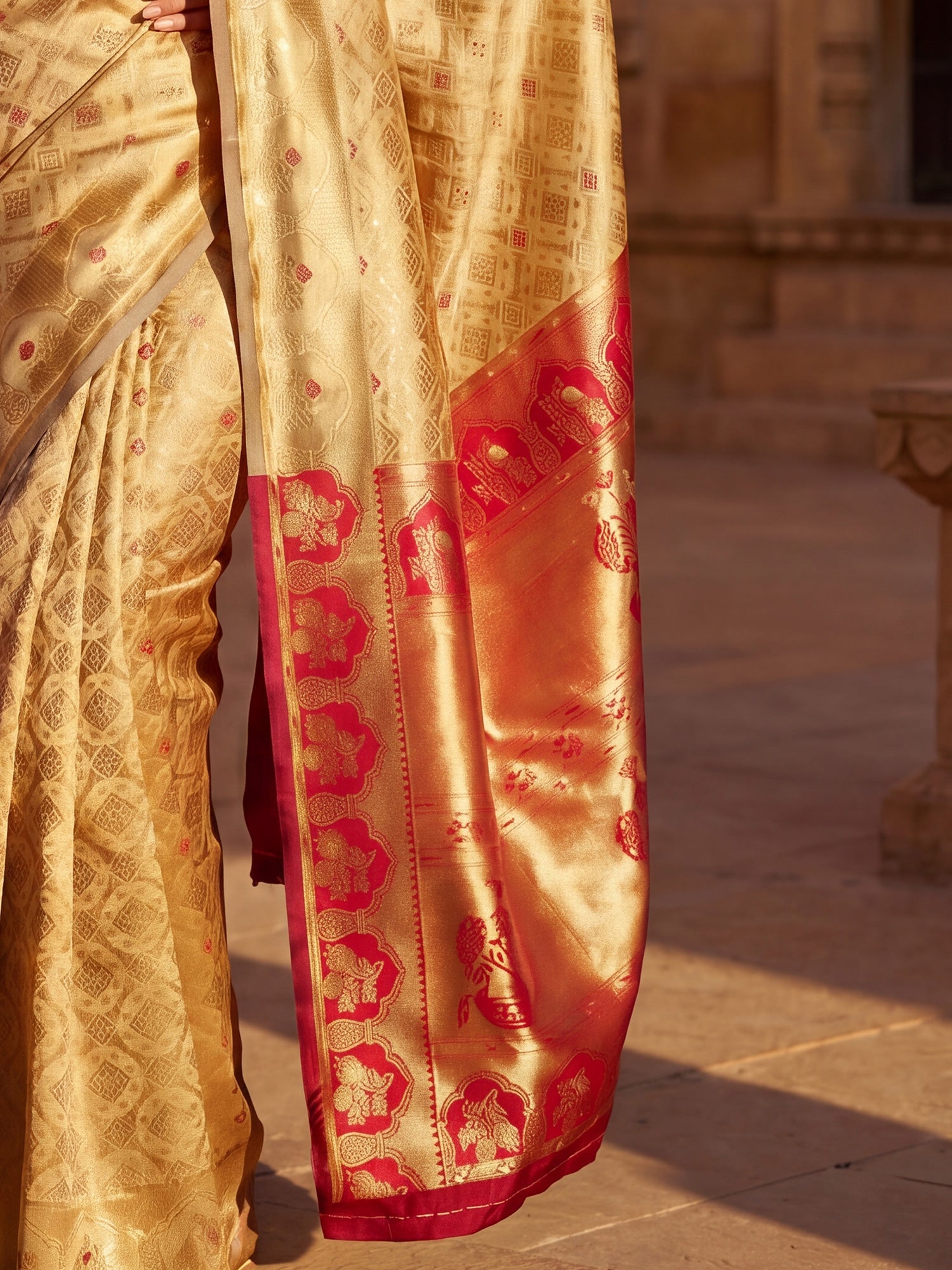 Gold Banarasi Silk Heritage Zari Weave Saree - Ressa