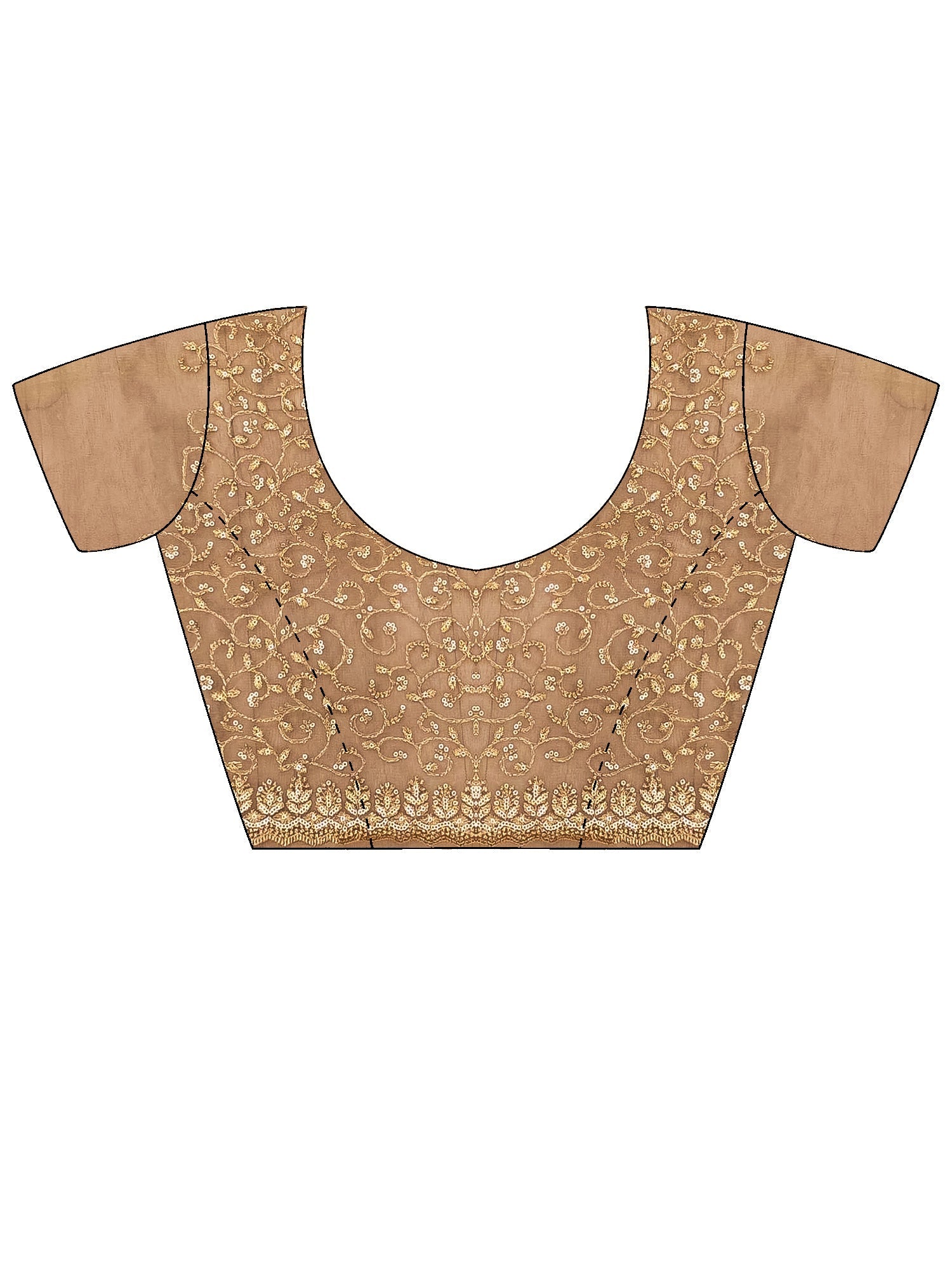 Gold Net Sequence Embroidery Saree - Ressa