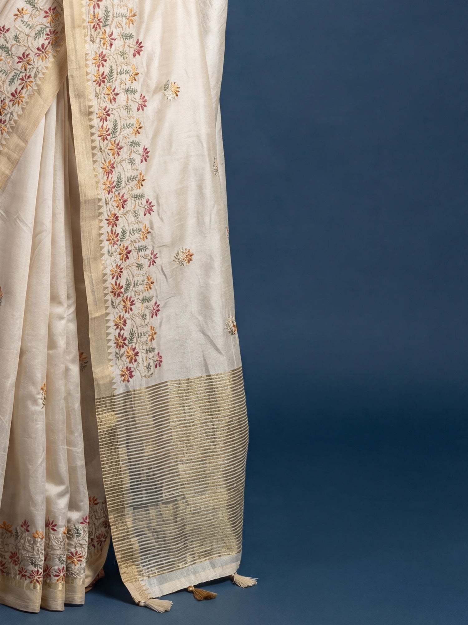 Gold Silk Blend Kalamkari Digital Print Saree - Ressa
