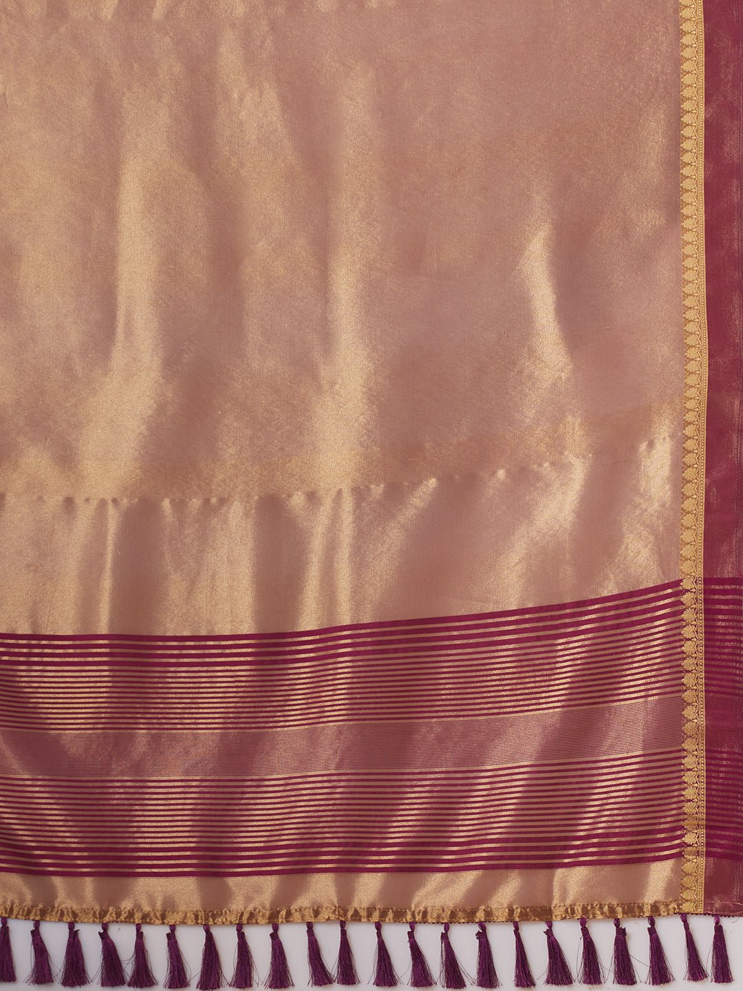 Golden and Wine Silk Blend Saree - Ressa