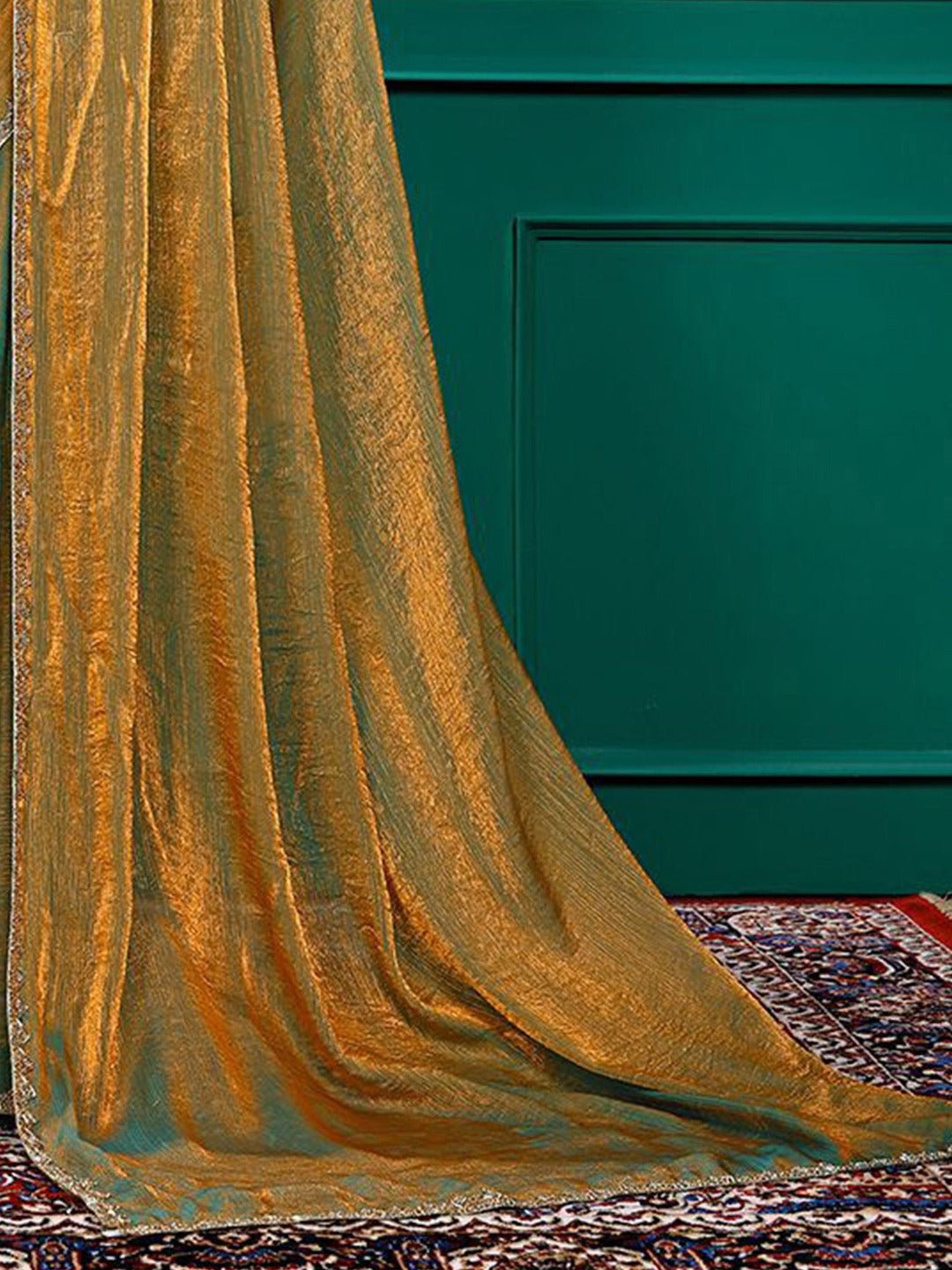 Golden Mustard Satin Silk Saree - Ressa