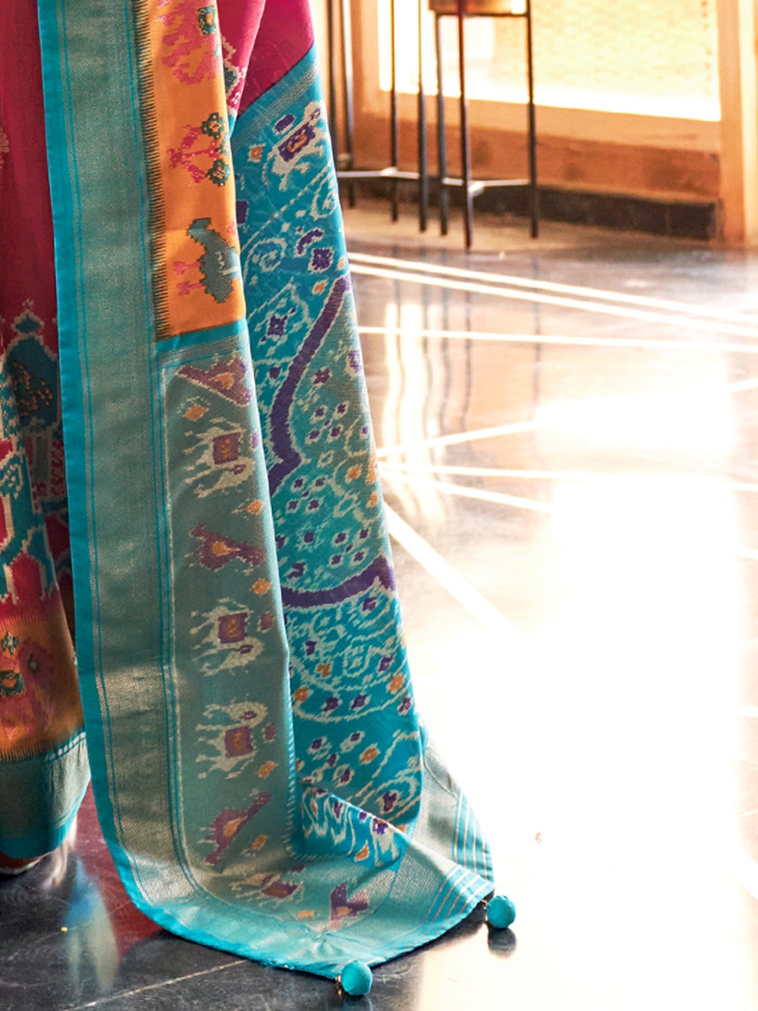Grand Pink Silk Blend Patola Saree - Ressa