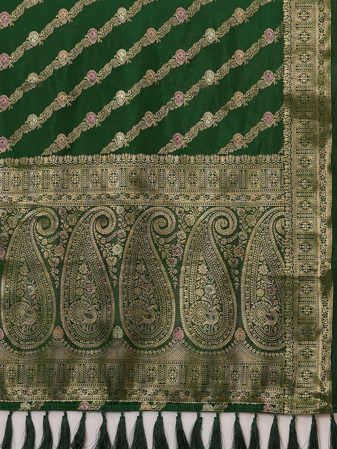 Green Banarasi Zar Silk Blend Saree - Ressa