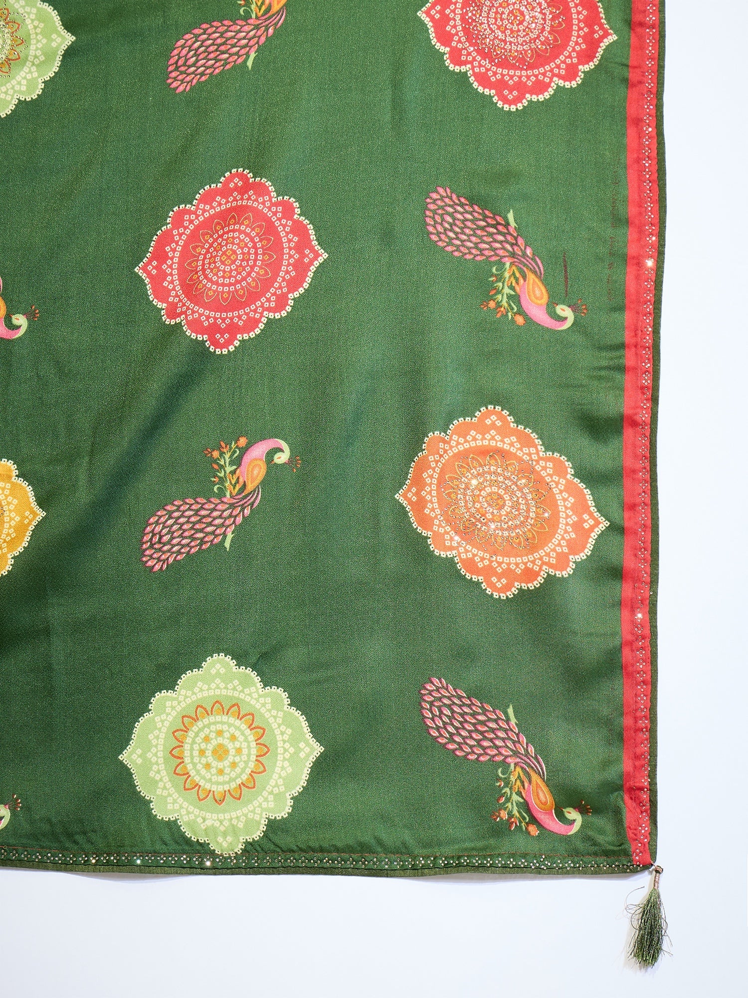 Green Bandhani Printed Saree - Ressa