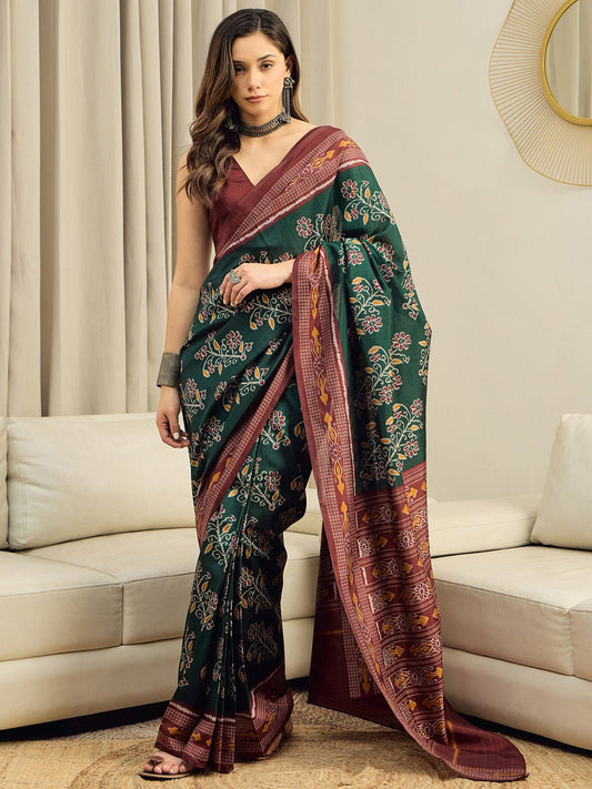 Green Bhagalpuri Silk Saree - Ressa
