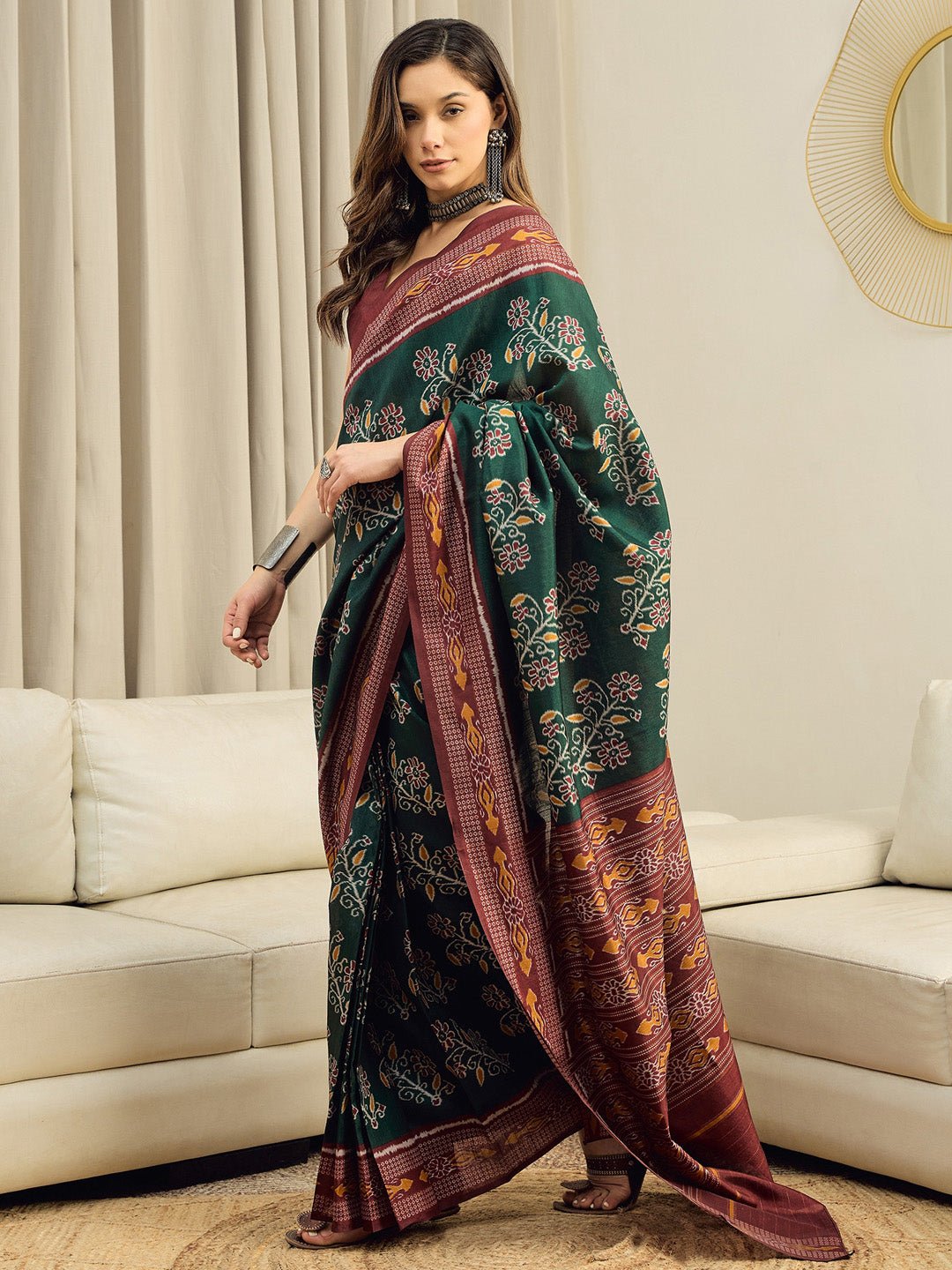Green Bhagalpuri Silk Saree - Ressa