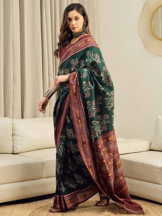 Green Bhagalpuri Silk Saree - Ressa