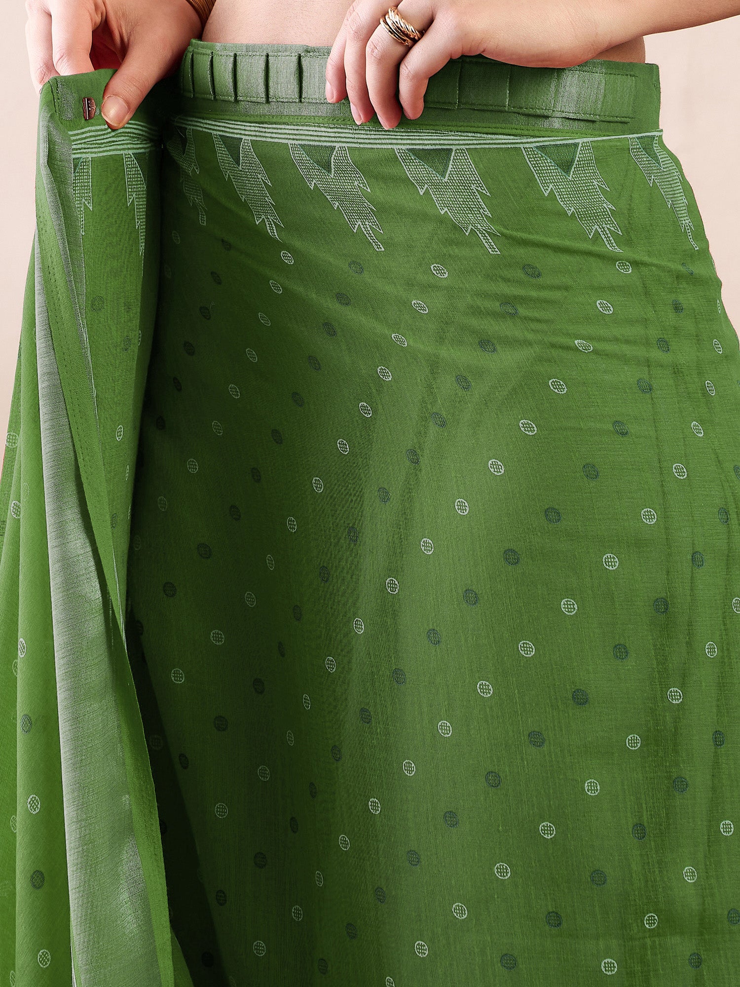 Green Cotton Linen Saree - Ressa