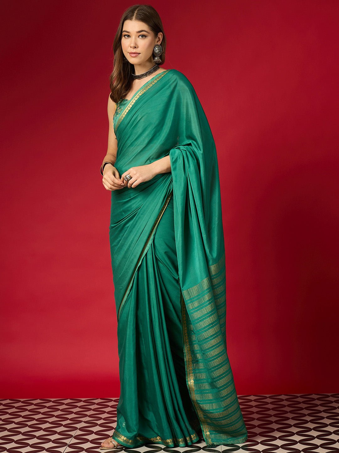 Green Mysore Silk Pattern Saree - Ressa