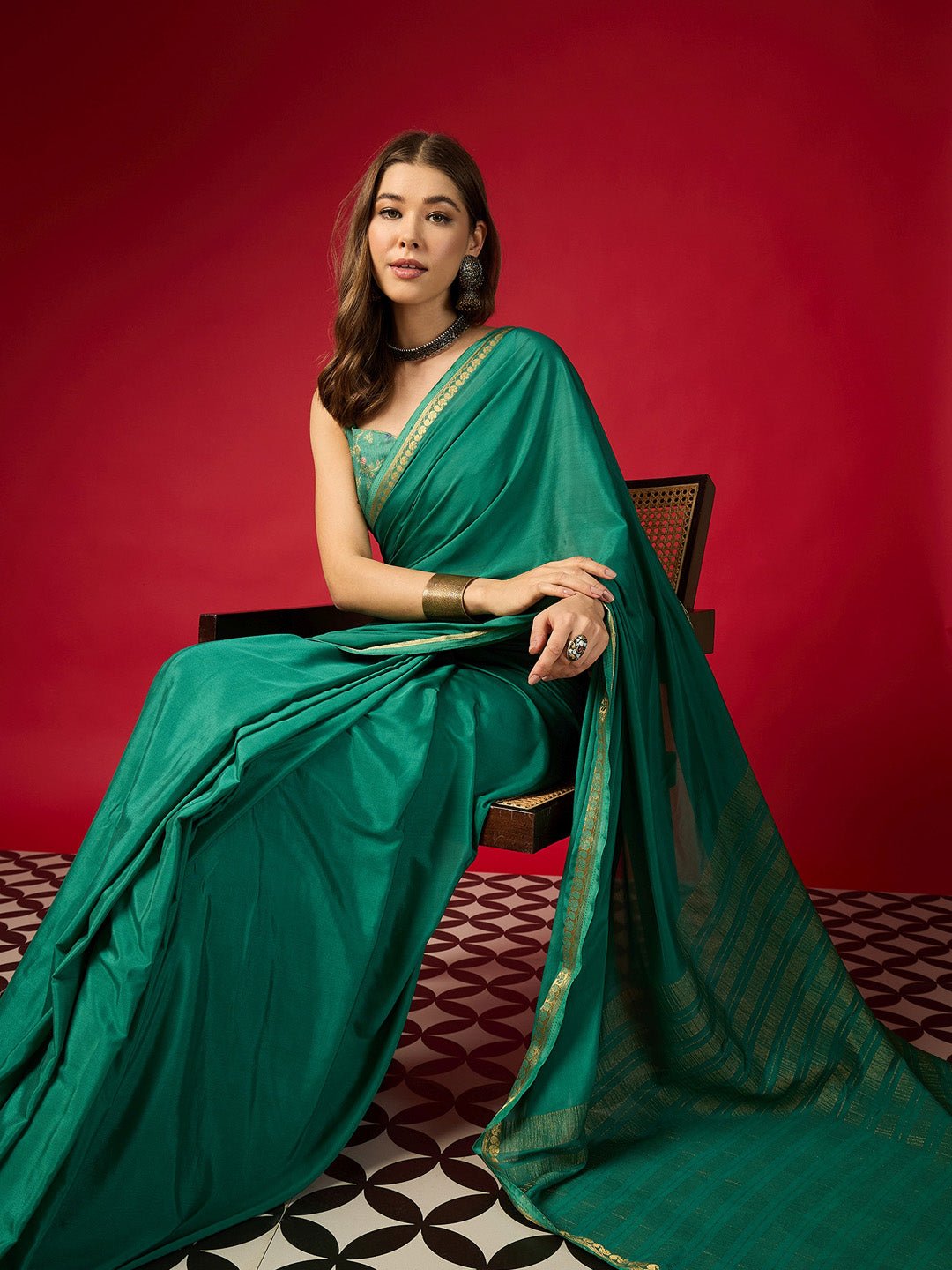 Green Mysore Silk Pattern Saree - Ressa