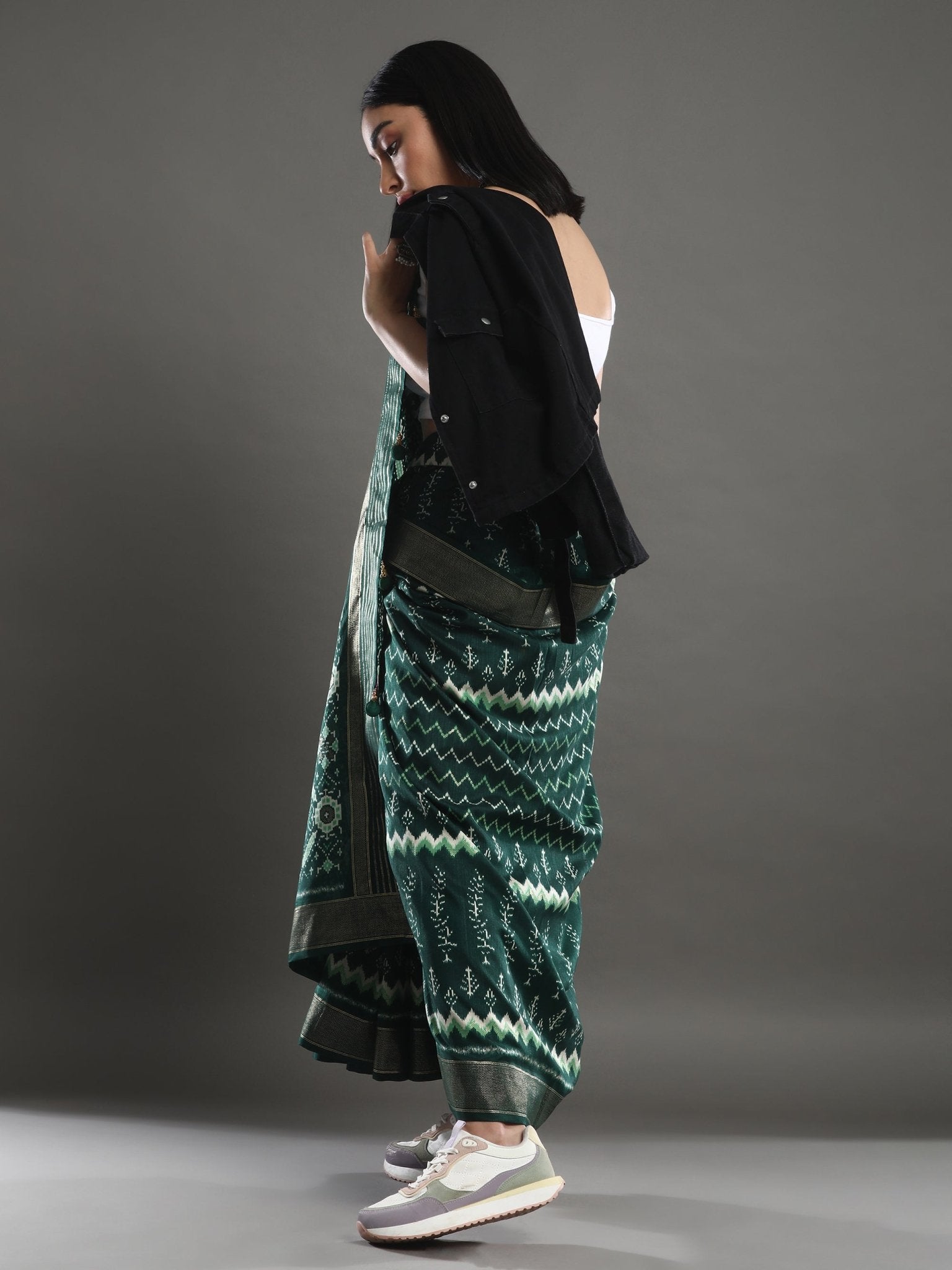 Green Patola Printed Saree - Ressa