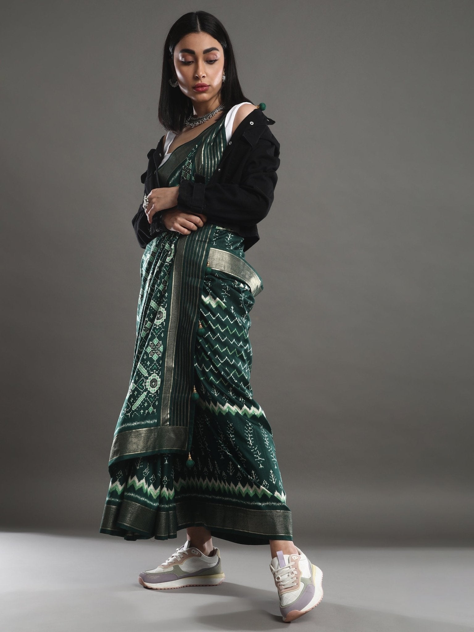 Green Patola Printed Saree - Ressa