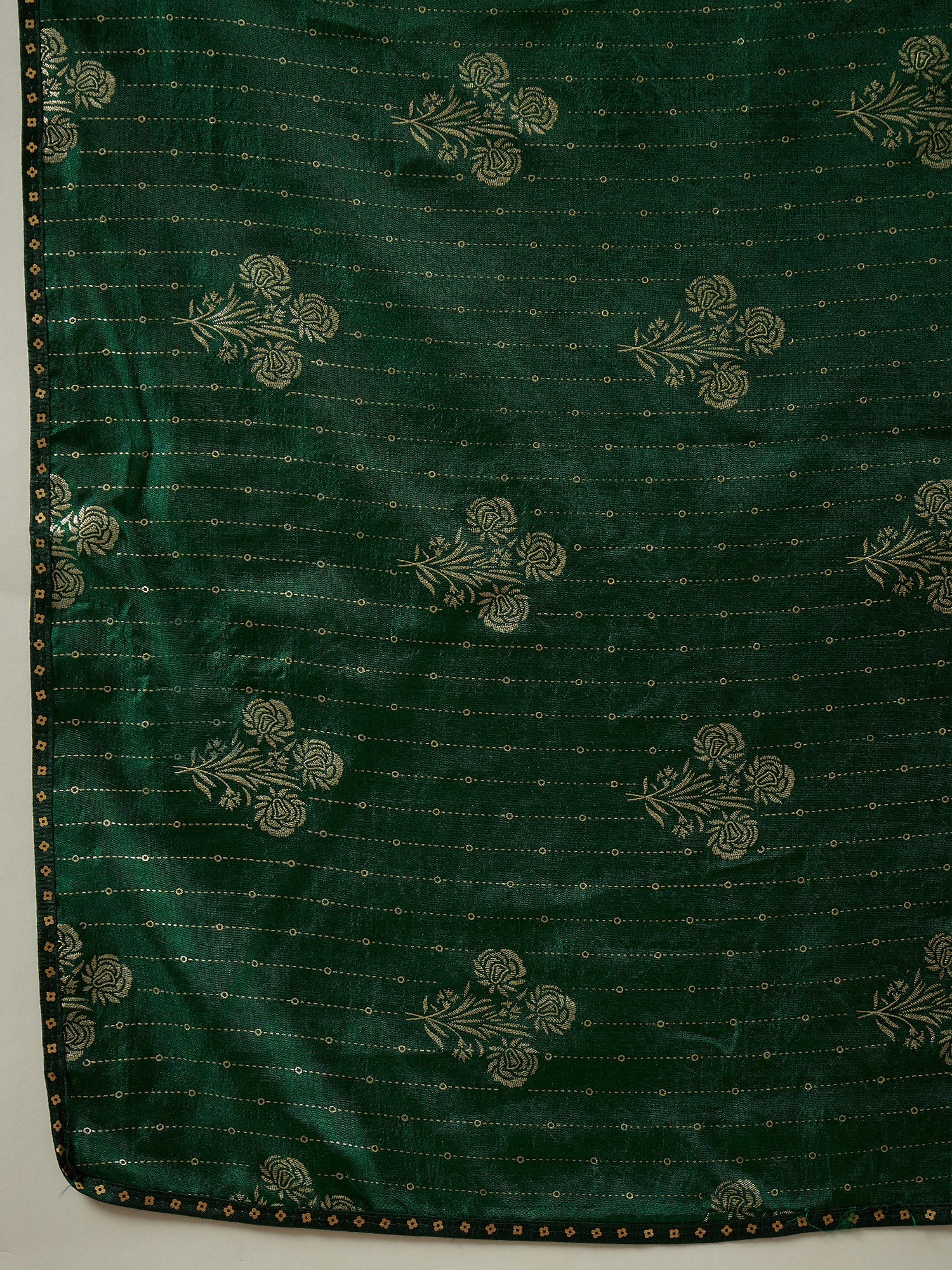 Green Silk Blend Silver Foil Print Saree - Ressa