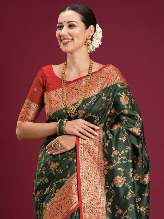 Green Soft Silk Banarasi Silk Saree - Ressa