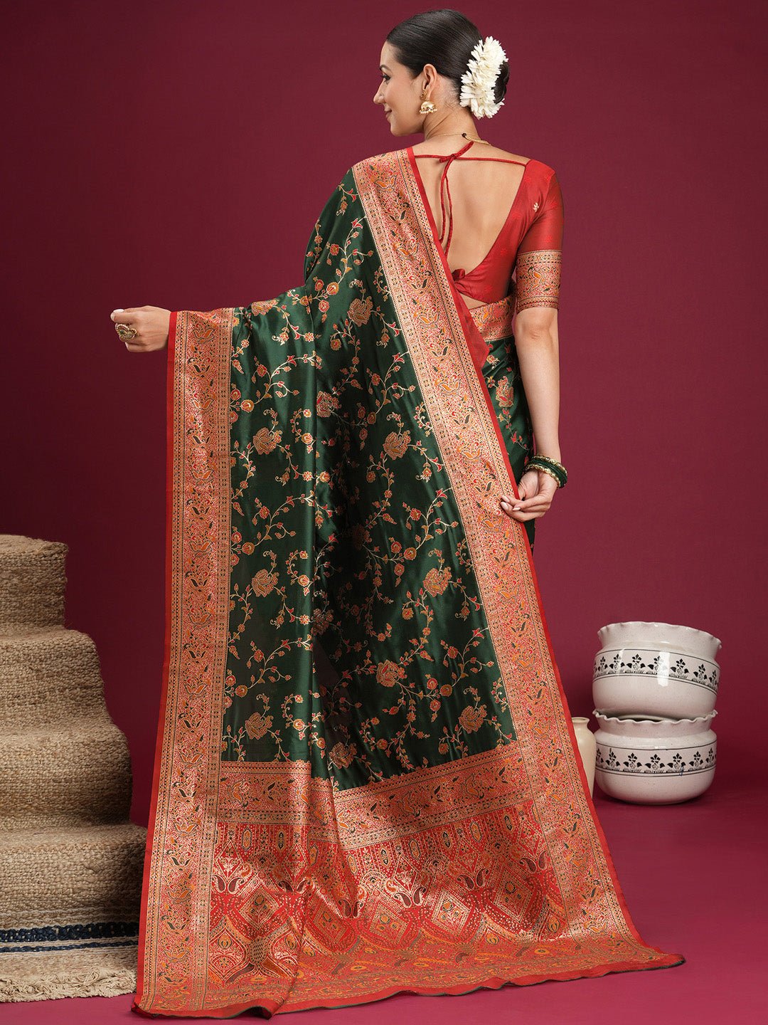 Green Soft Silk Banarasi Silk Saree - Ressa