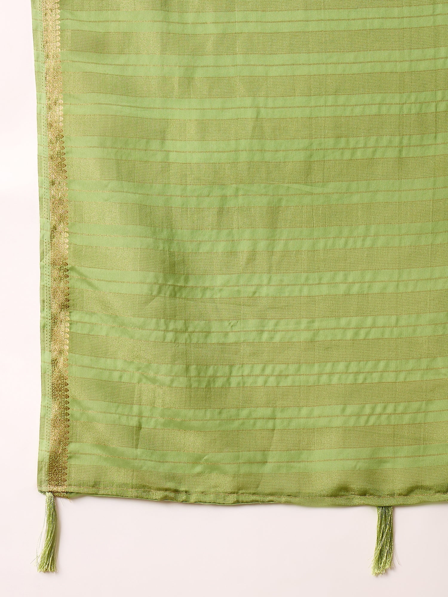 Green Solid Zari Embroidery olyester Scalloped Border - Ressa