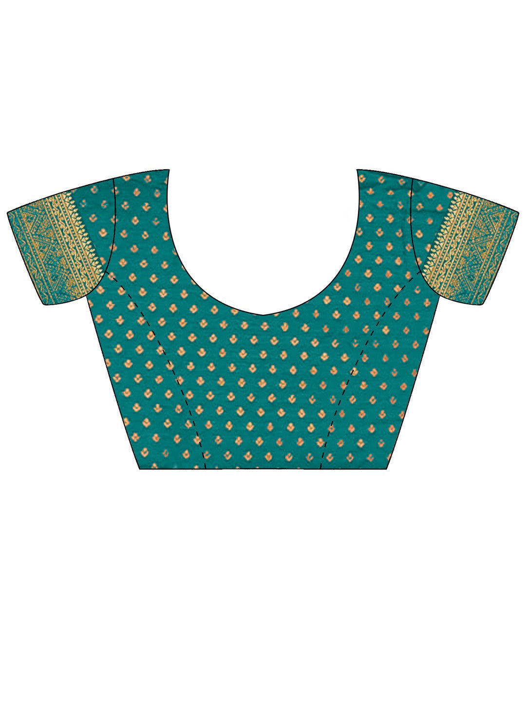 Green & Teal Silk Blend Heritage Banarasi Style Saree - Ressa