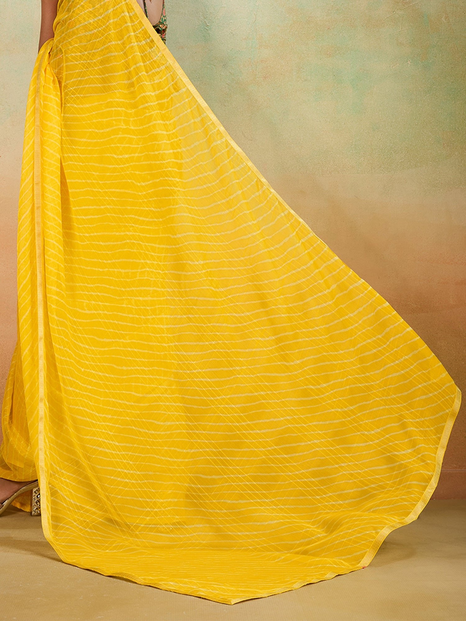 Green Tissue Silk Saree with Zari Stripes - Ressa