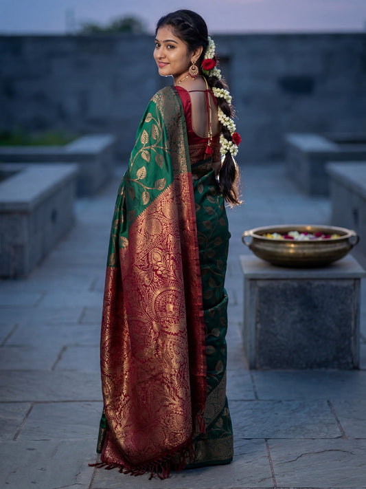 Green Woven Banarasi Silk Saree - Ressa