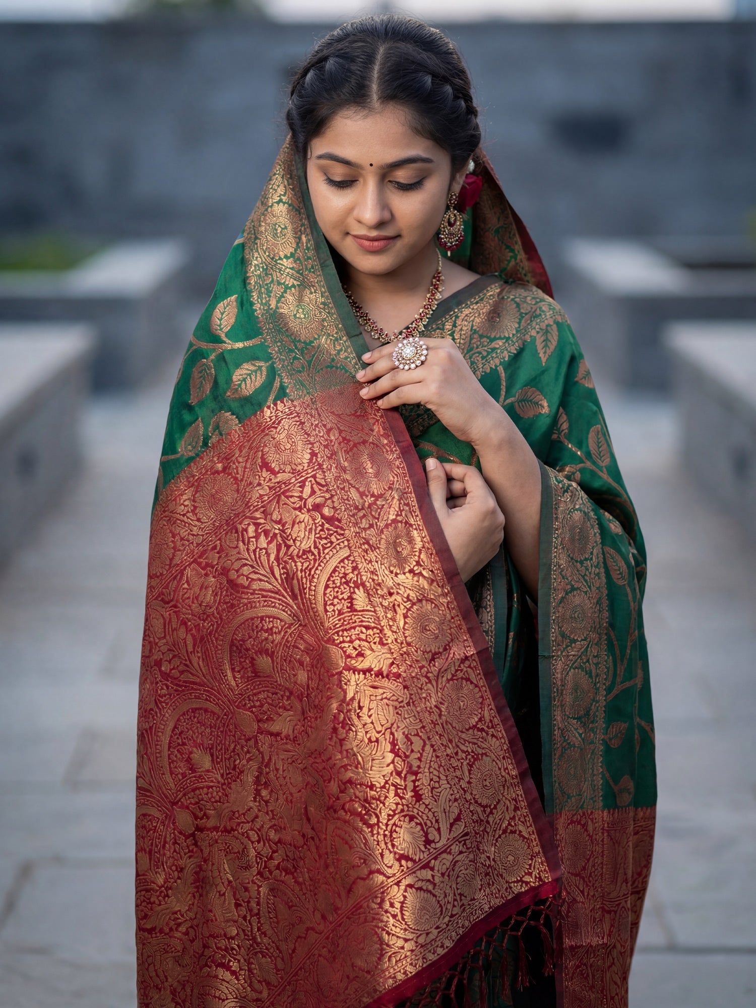 Green Woven Banarasi Silk Saree - Ressa