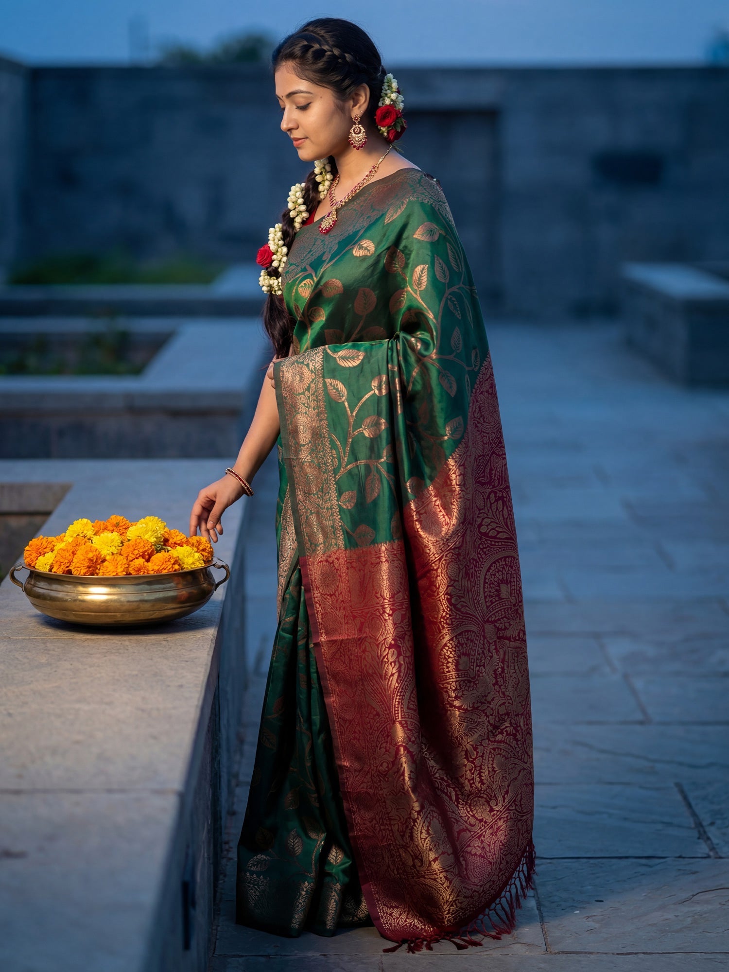 Green Woven Banarasi Silk Saree - Ressa