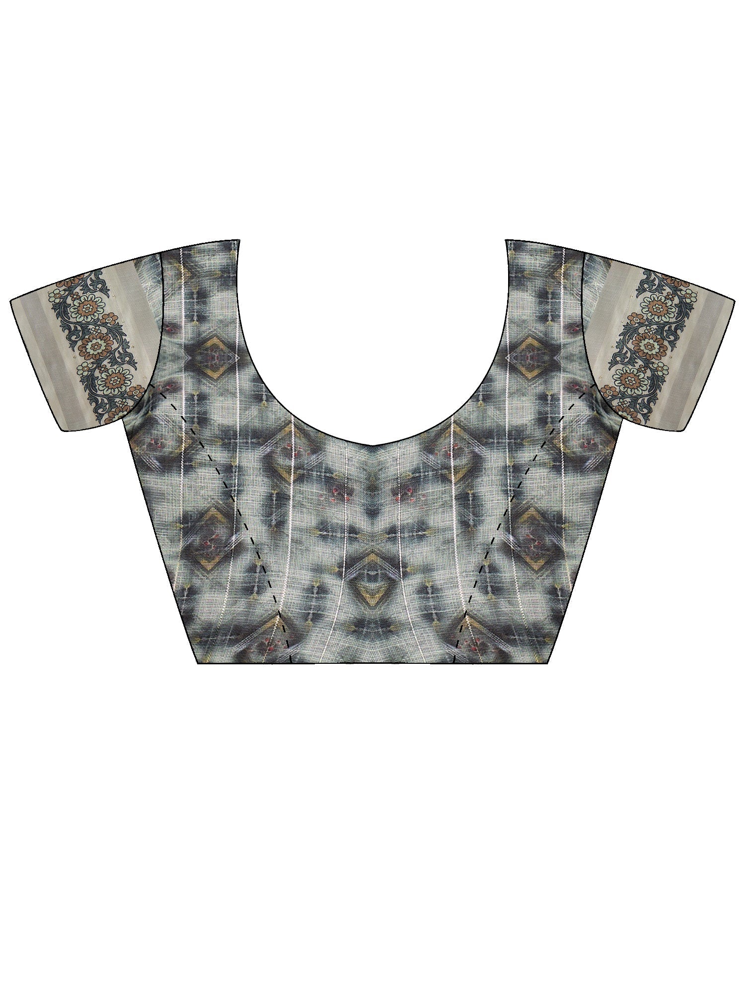 Grey and Off-White Shibori Printed Saree - Ressa