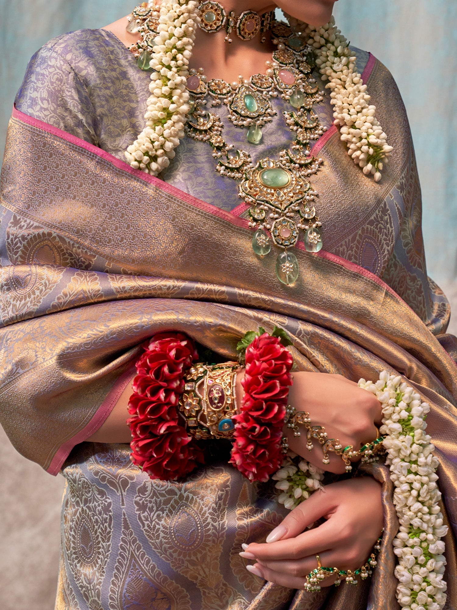 Grey Banarasi Silk Blend - Ressa