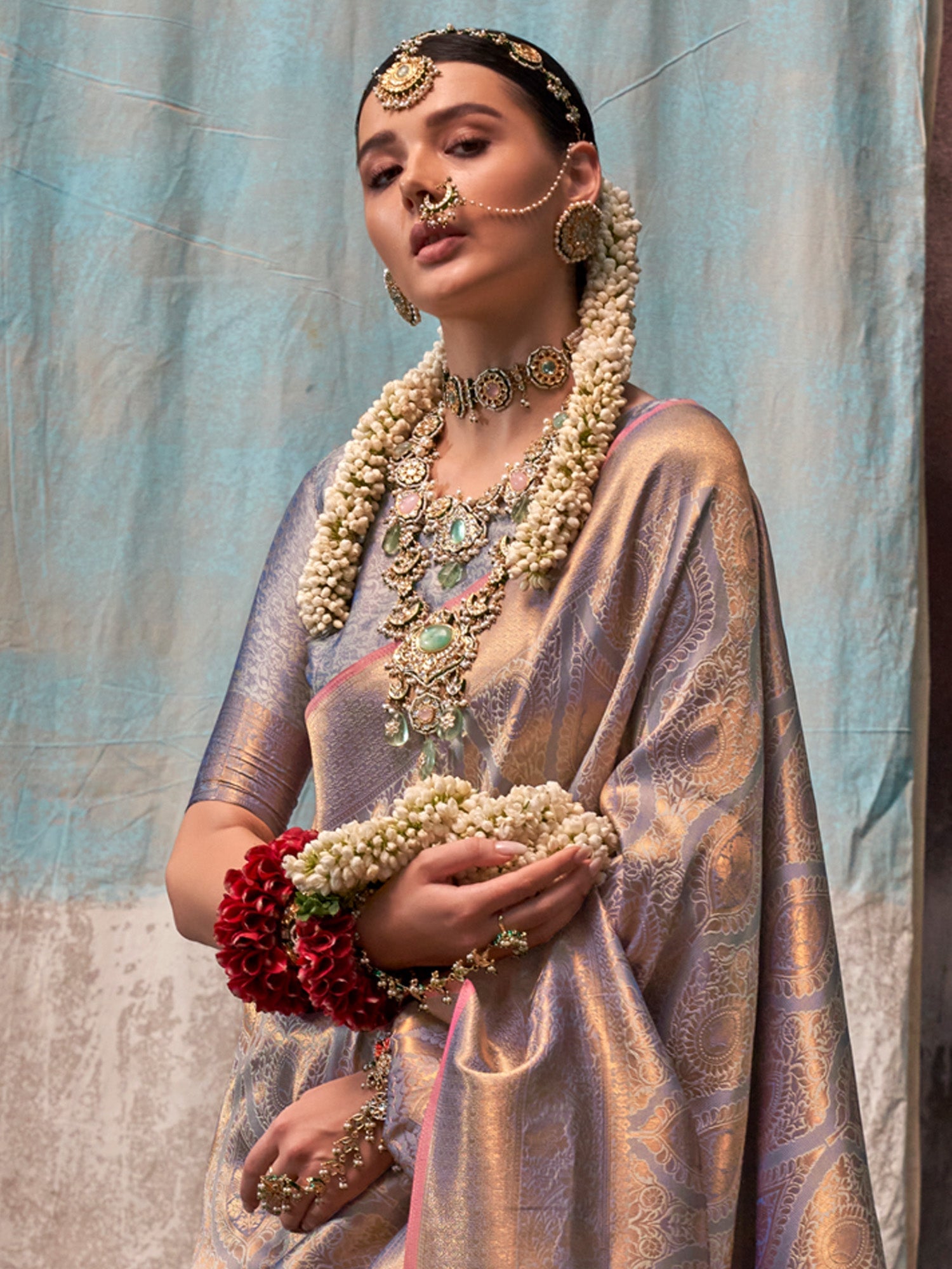 Grey Banarasi Silk Blend - Ressa