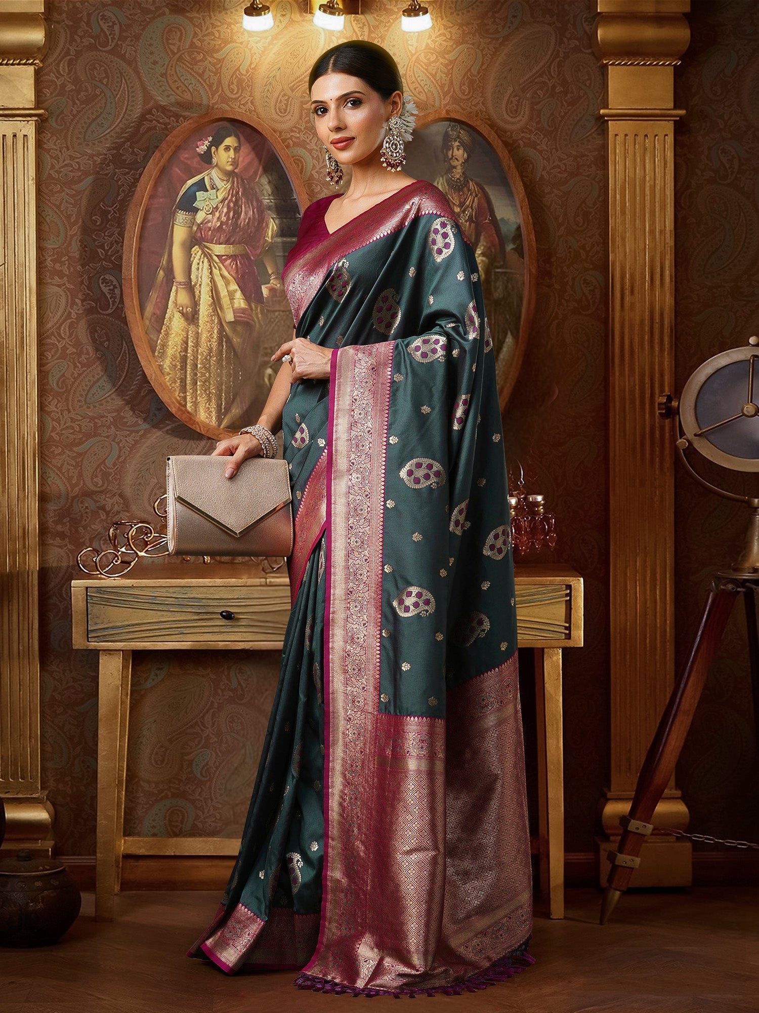 Grey Banarasi Style Zari saree - Ressa