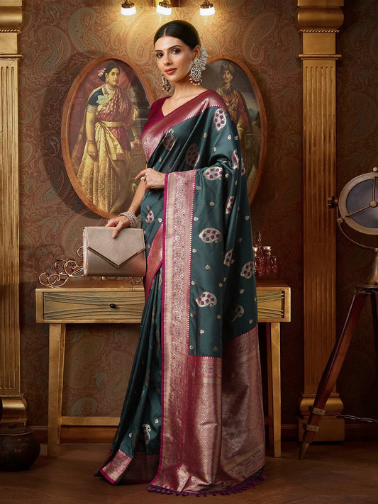 Grey Banarasi Style Zari saree - Ressa