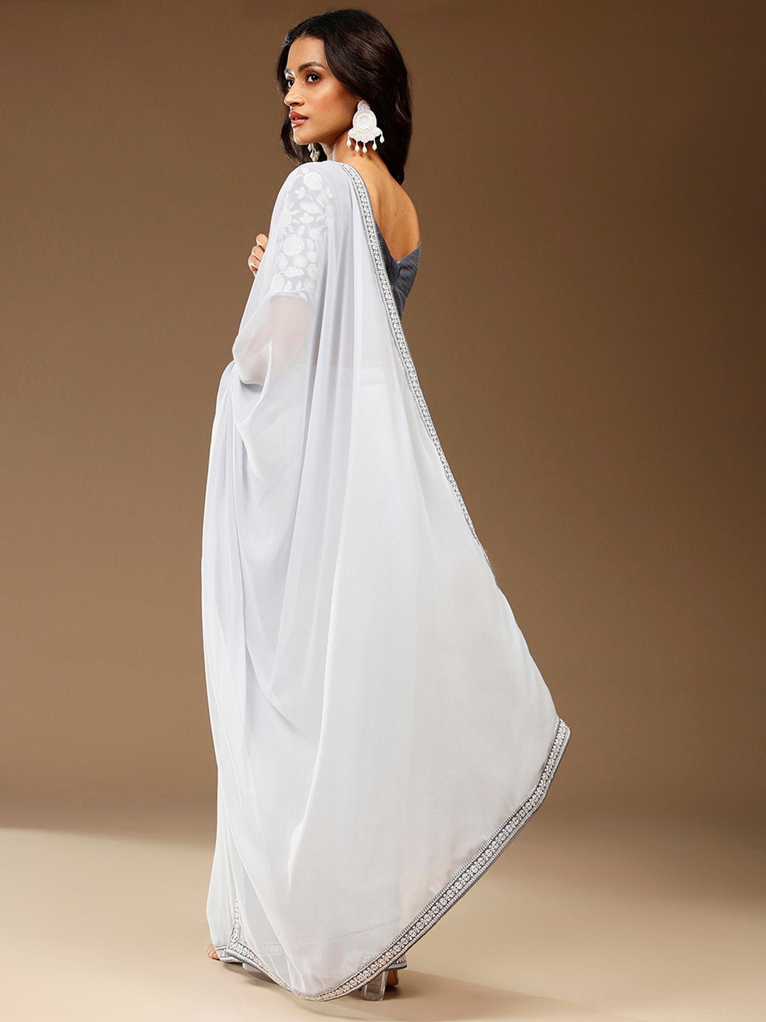 Grey Georgette Party Wear Saree - Ressa