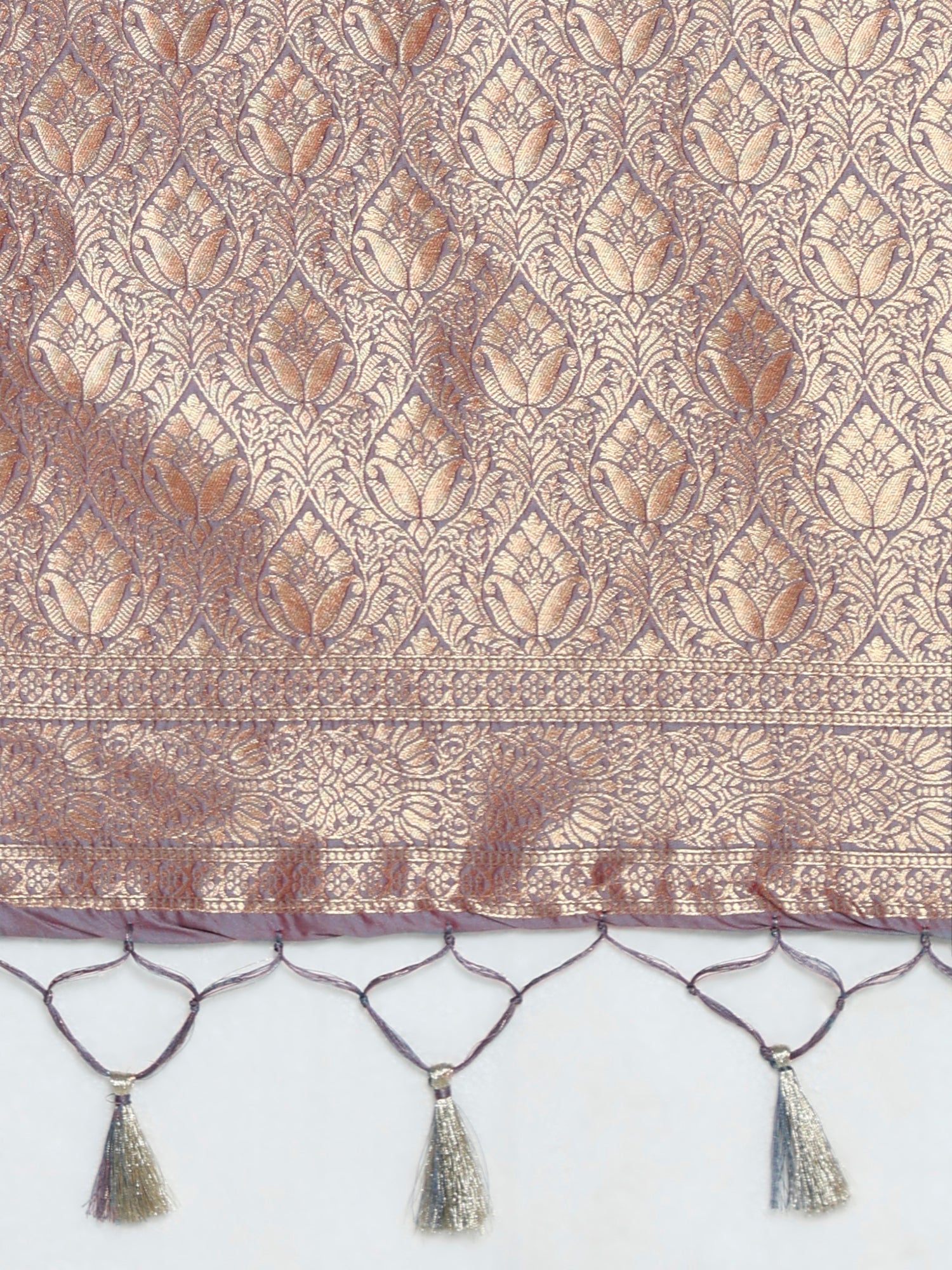 Grey & Silver Silk Blend Banarasi Style Zari Woven saree - Ressa