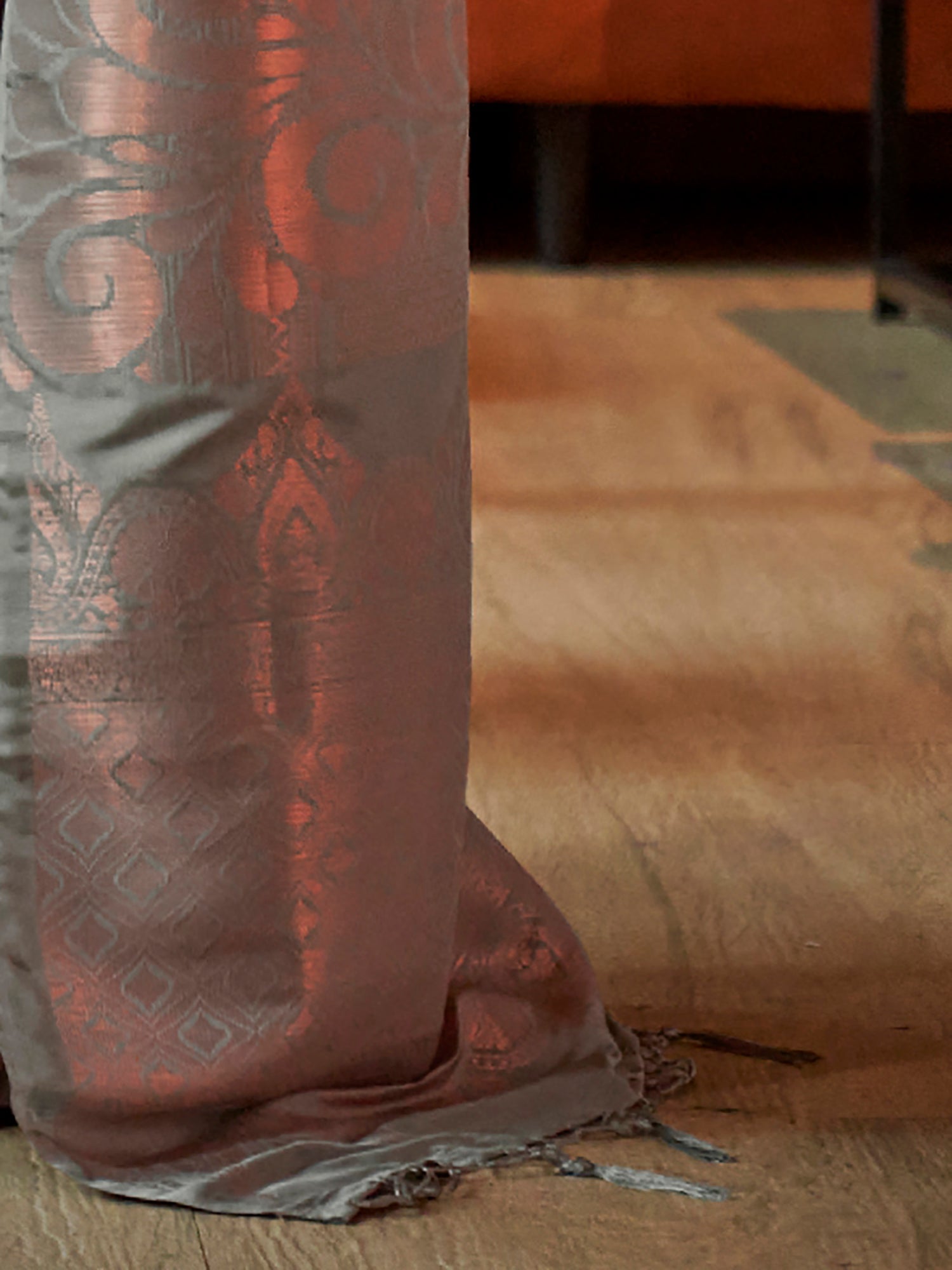 Grey Zari Kanjivaram Silk Saree - Ressa