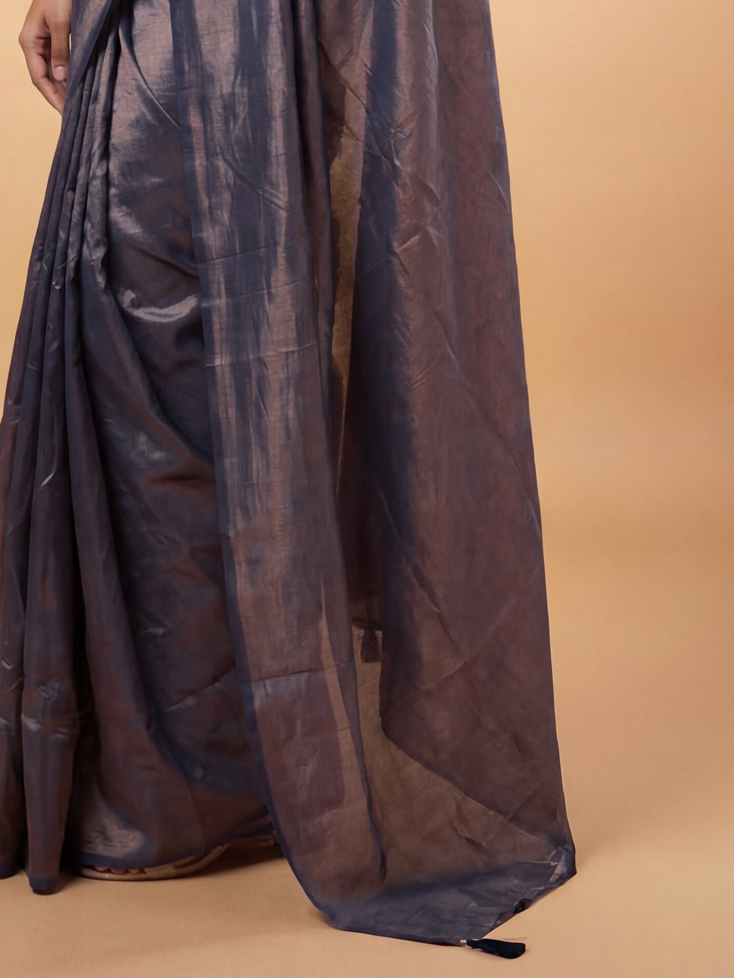 Greyish Blue Tissue Silk Saree - Ressa
