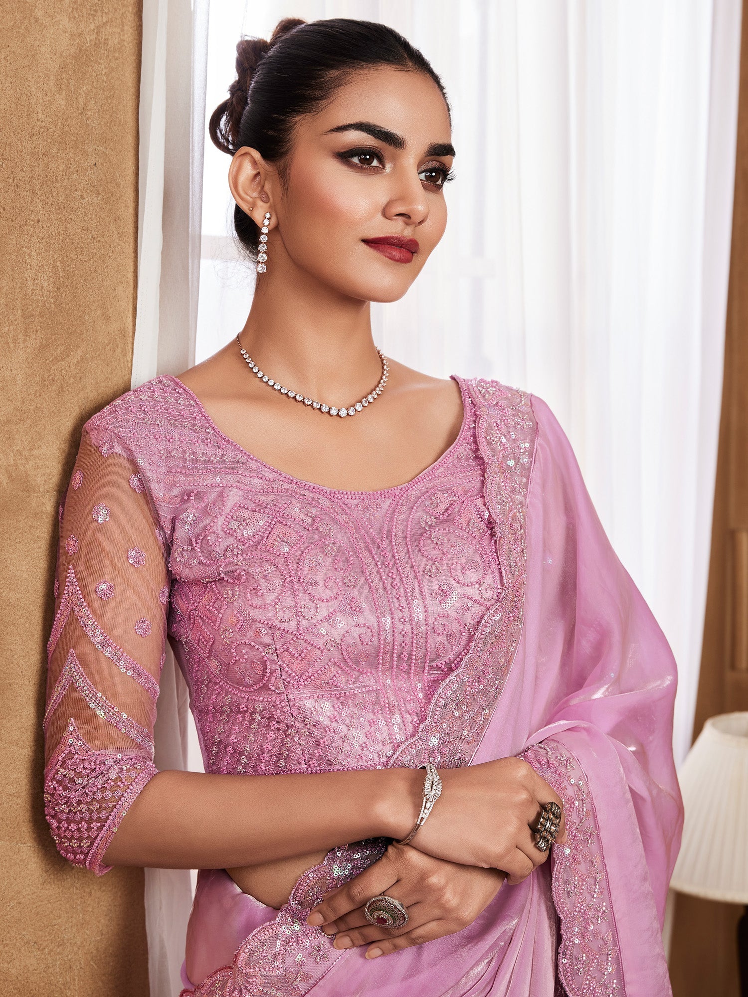 Heritage Baby Pink tissue Silk Saree - Ressa