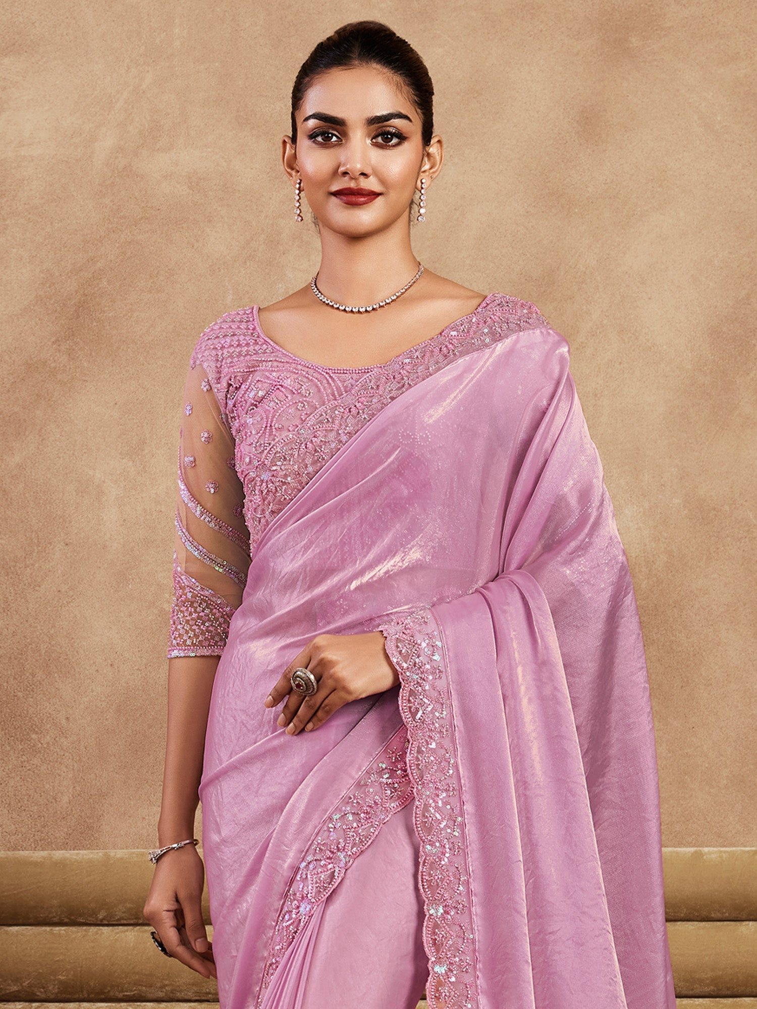Heritage Baby Pink tissue Silk Saree - Ressa
