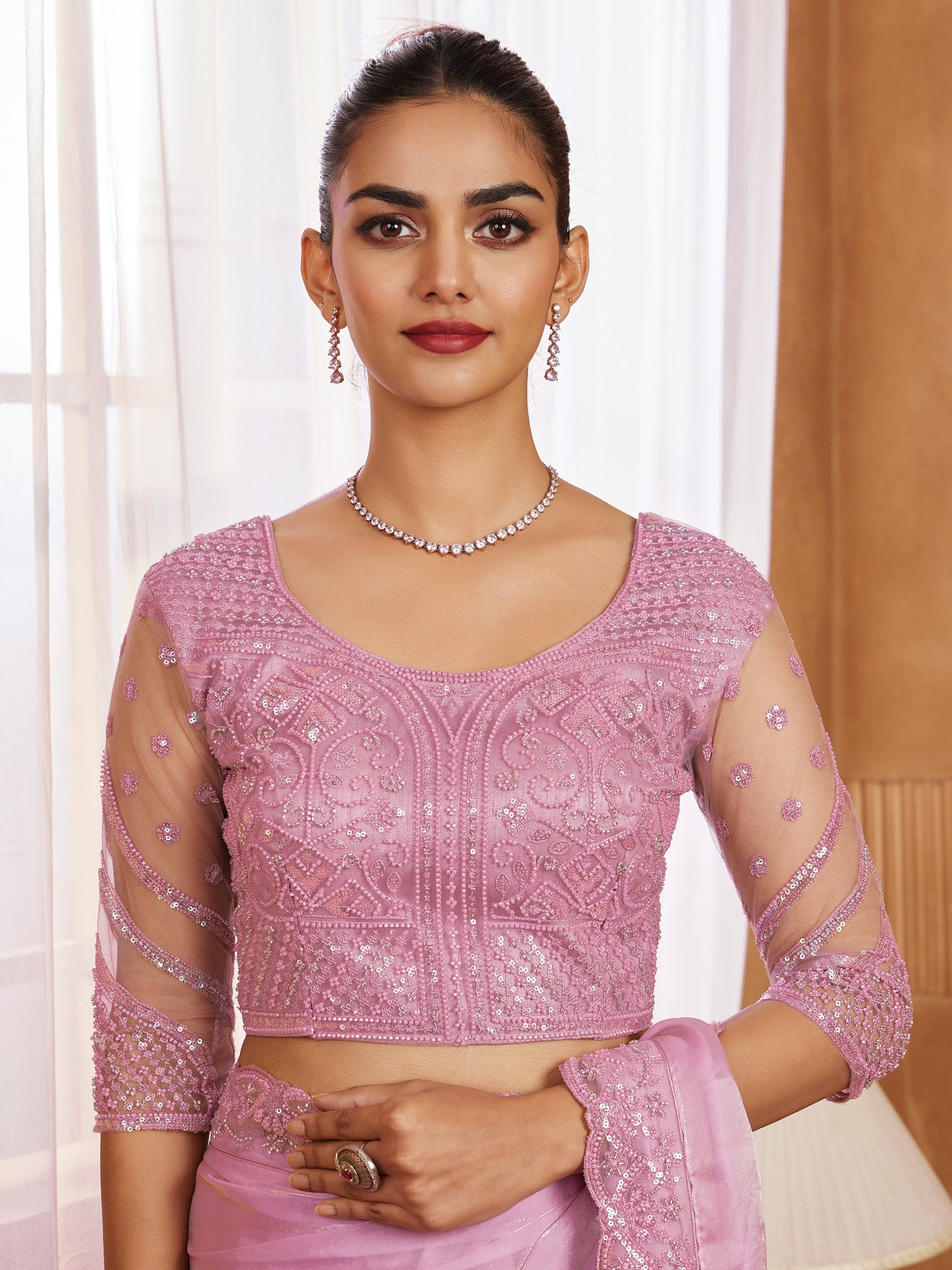 Heritage Baby Pink tissue Silk Saree - Ressa