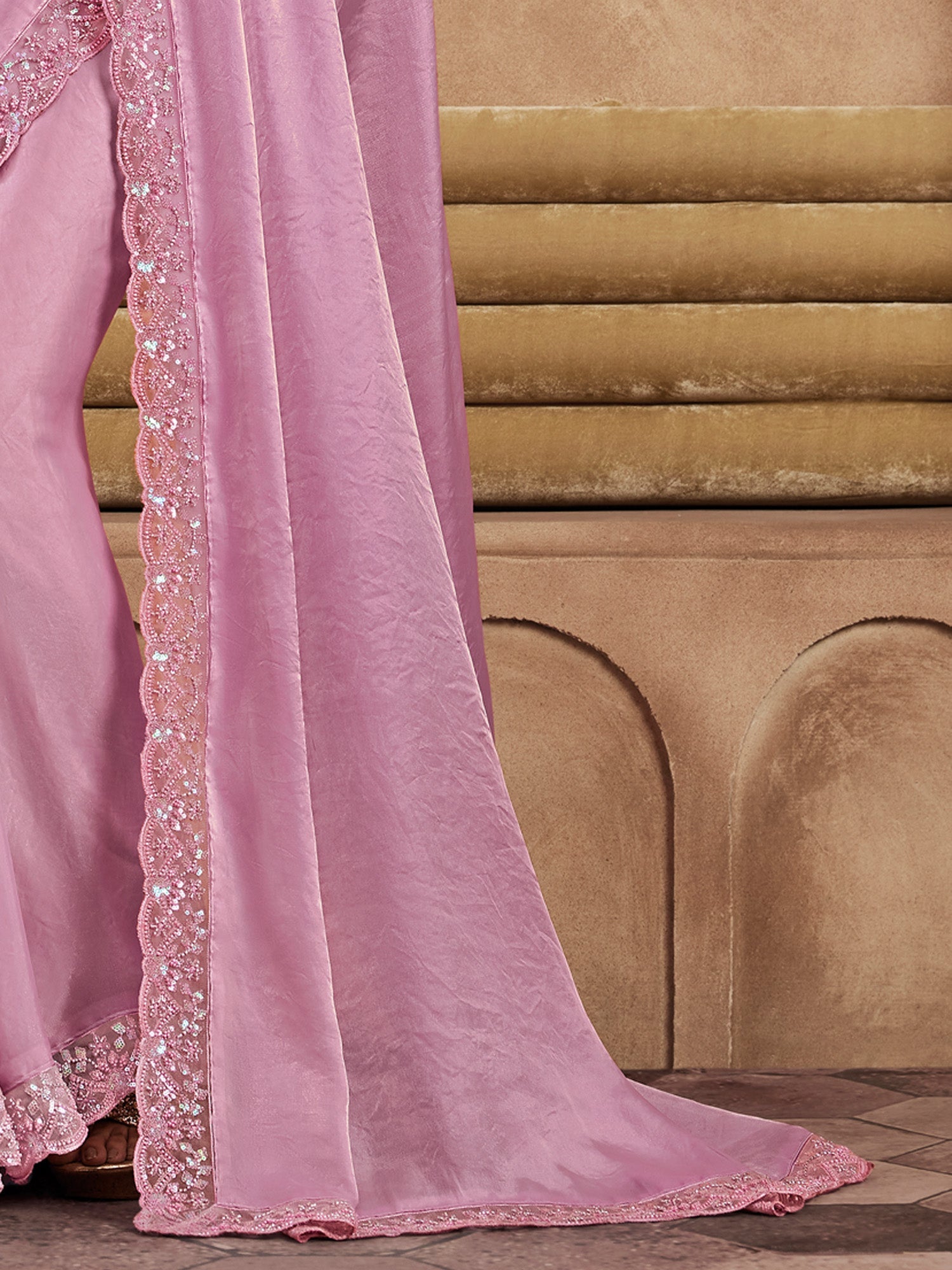 Heritage Baby Pink tissue Silk Saree - Ressa